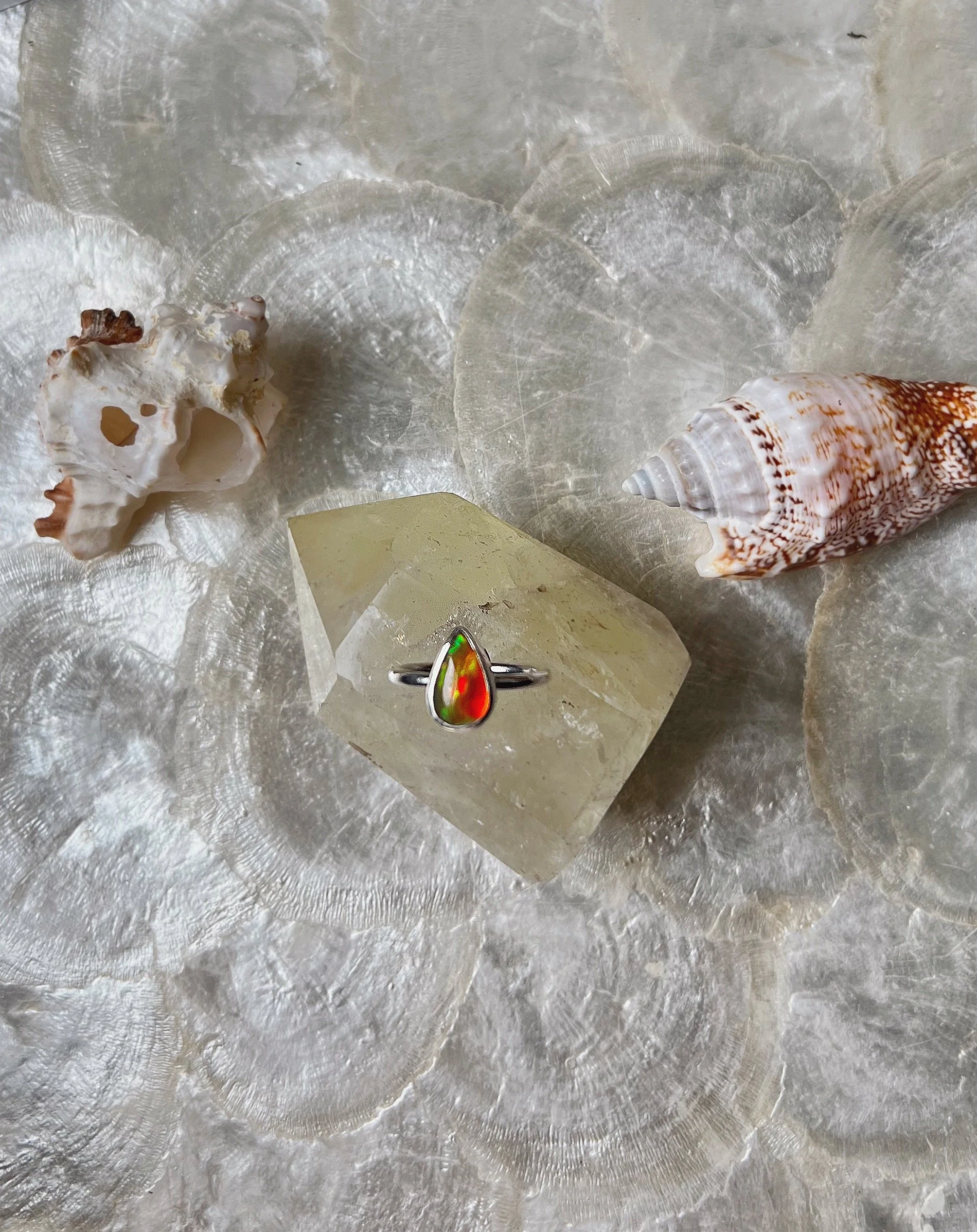 opal and silver ring