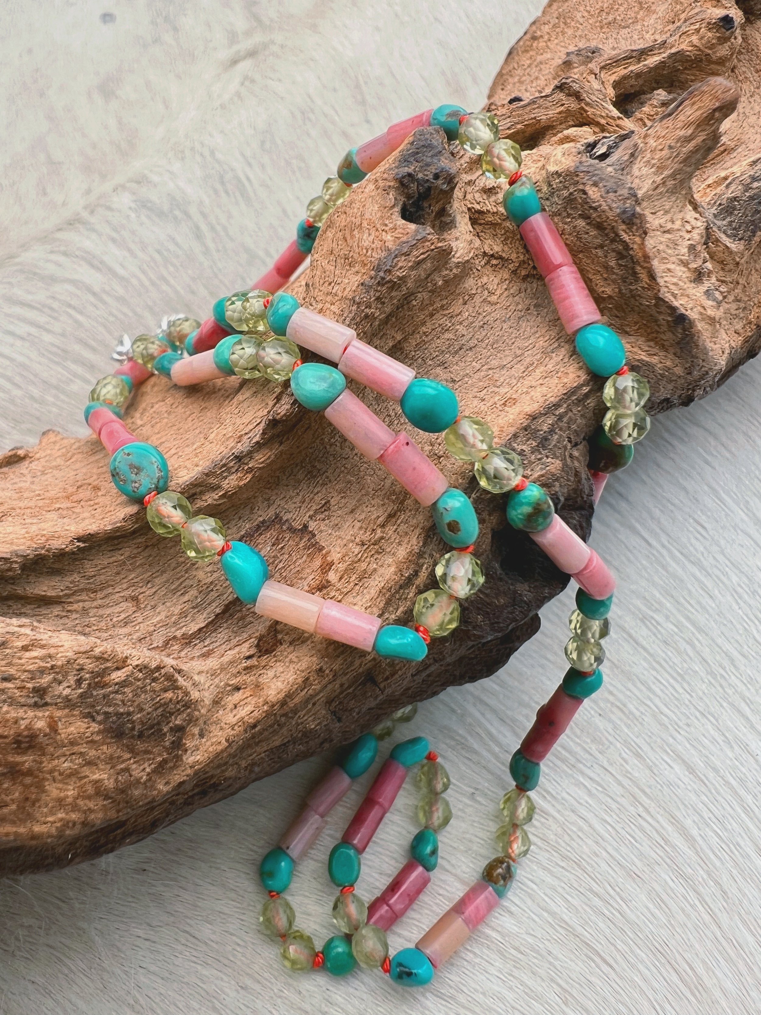 Beaded gemstone necklace