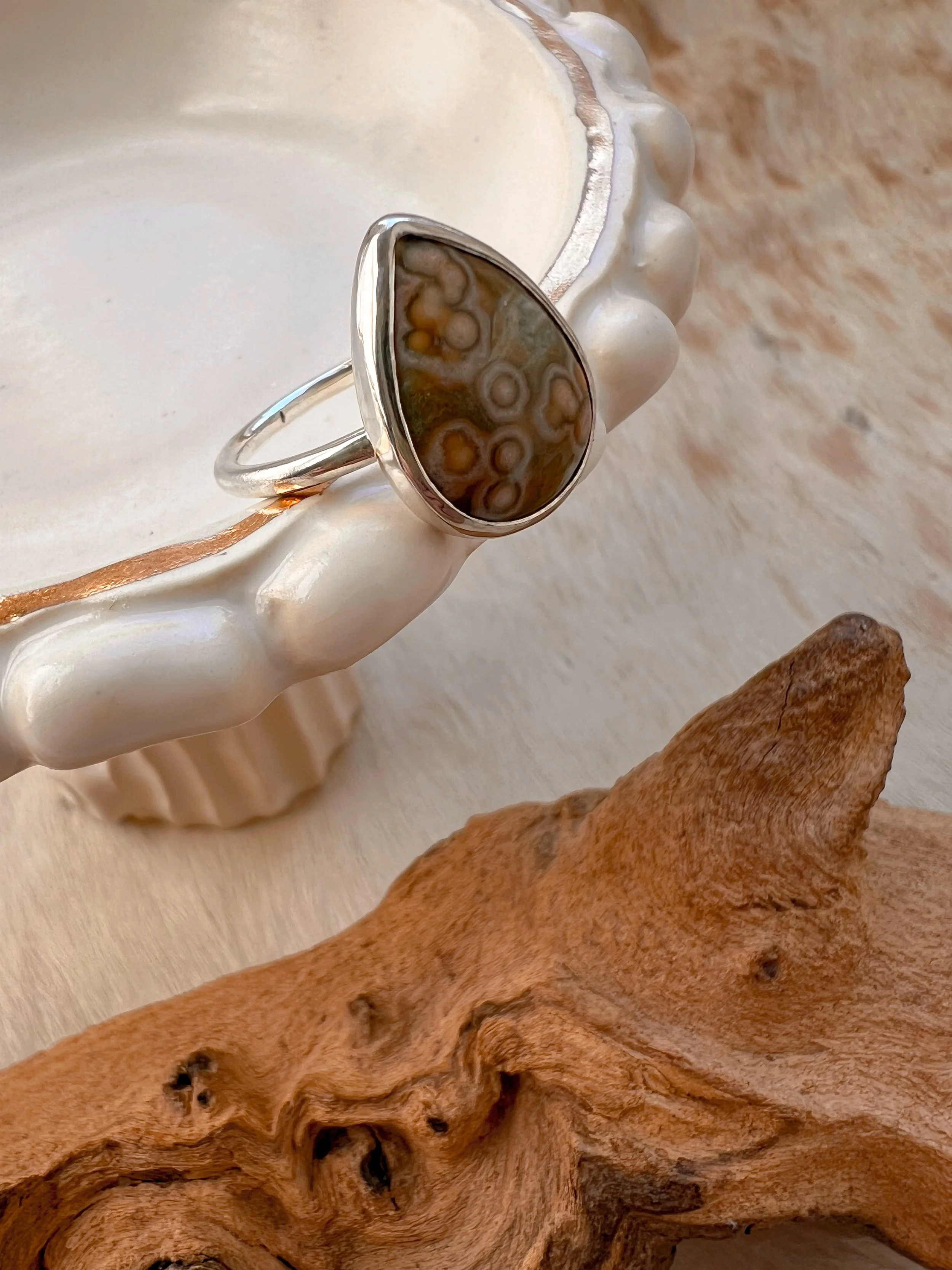 Ocean jasper & silver ring