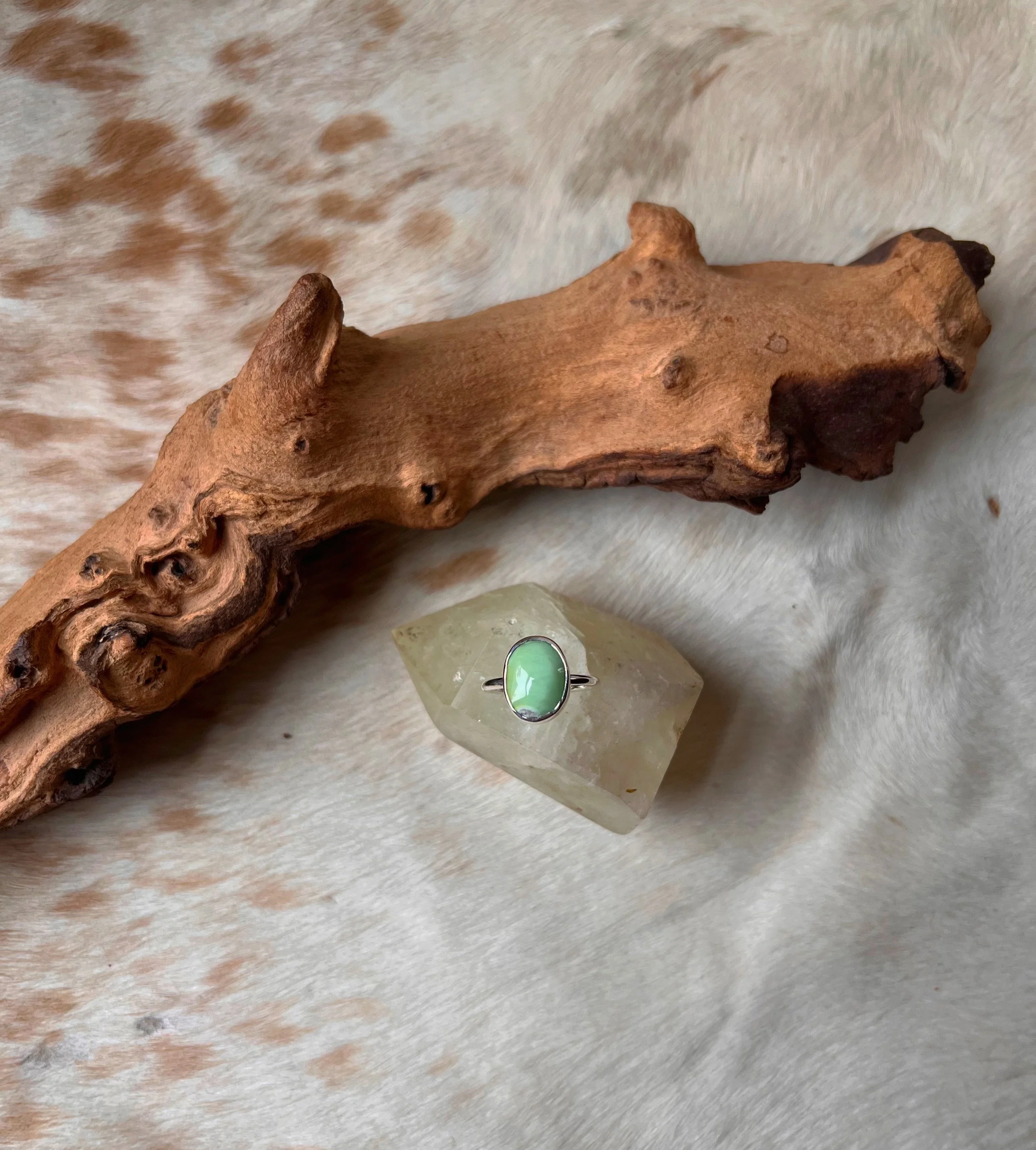 mint green variscite & silver ring