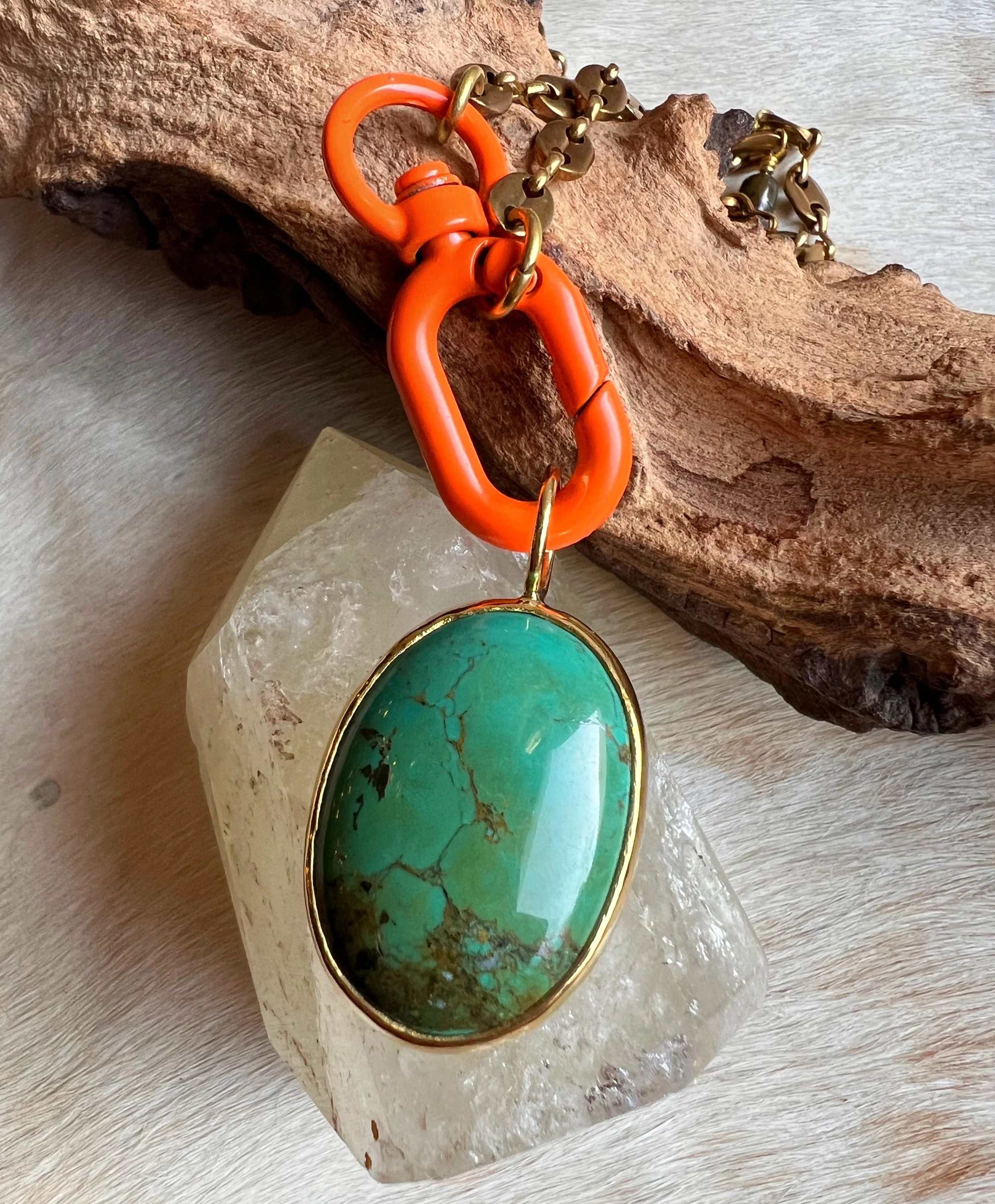 Turquoise & BrassNecklace