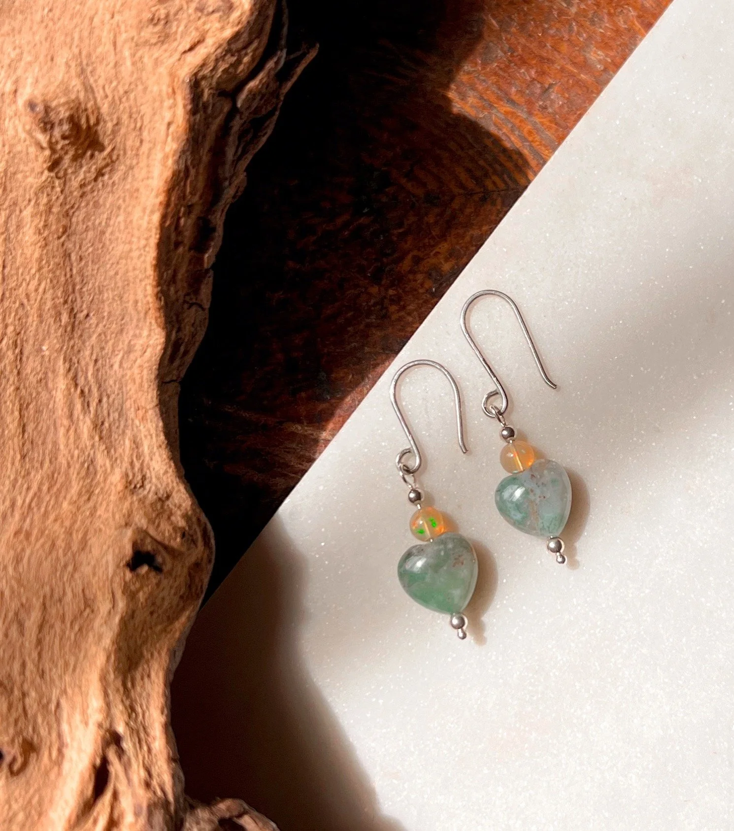 Dangle earrings with colorful gemstone beads on gold filled  hooks