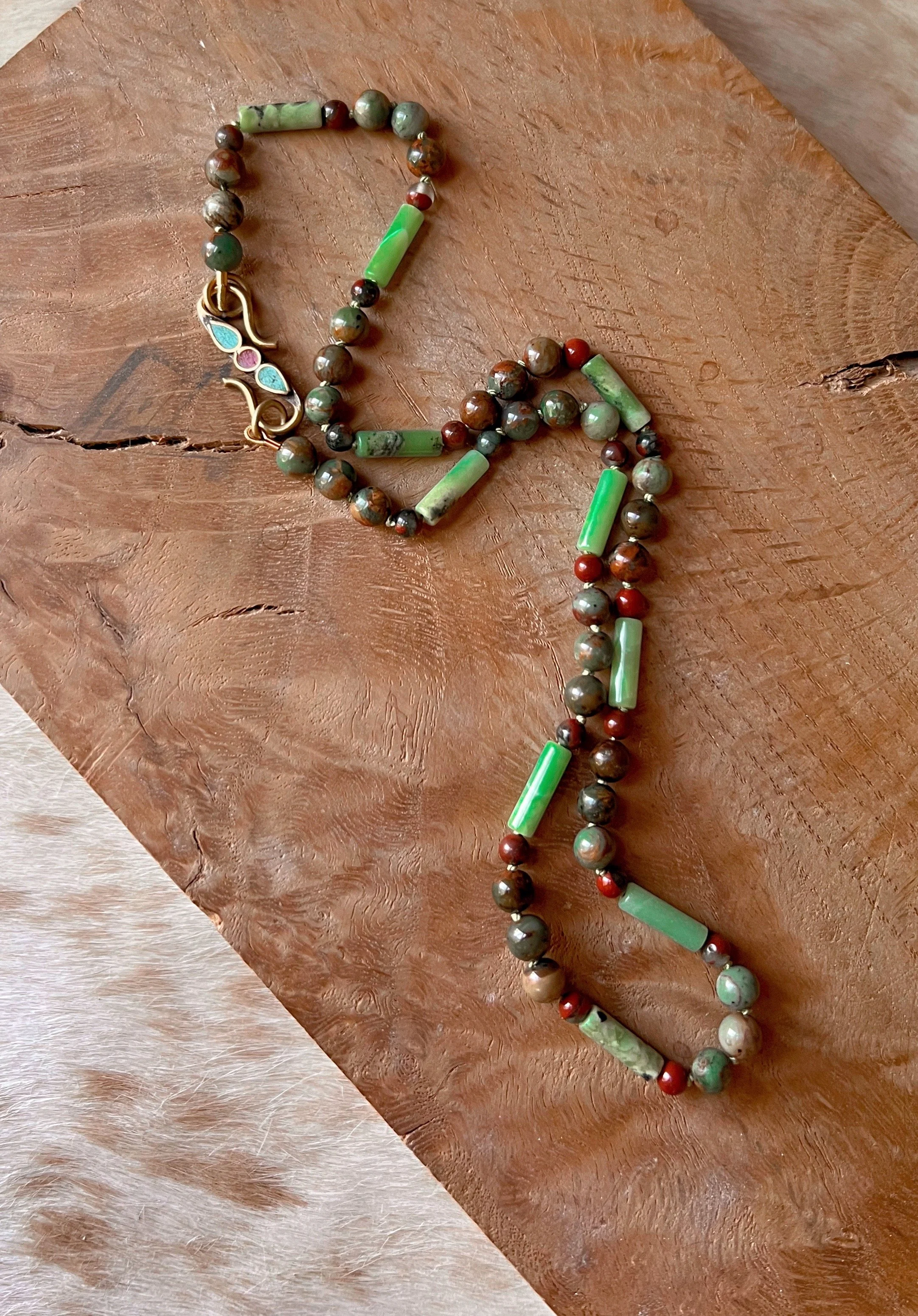 African Green Opal Candy Necklace