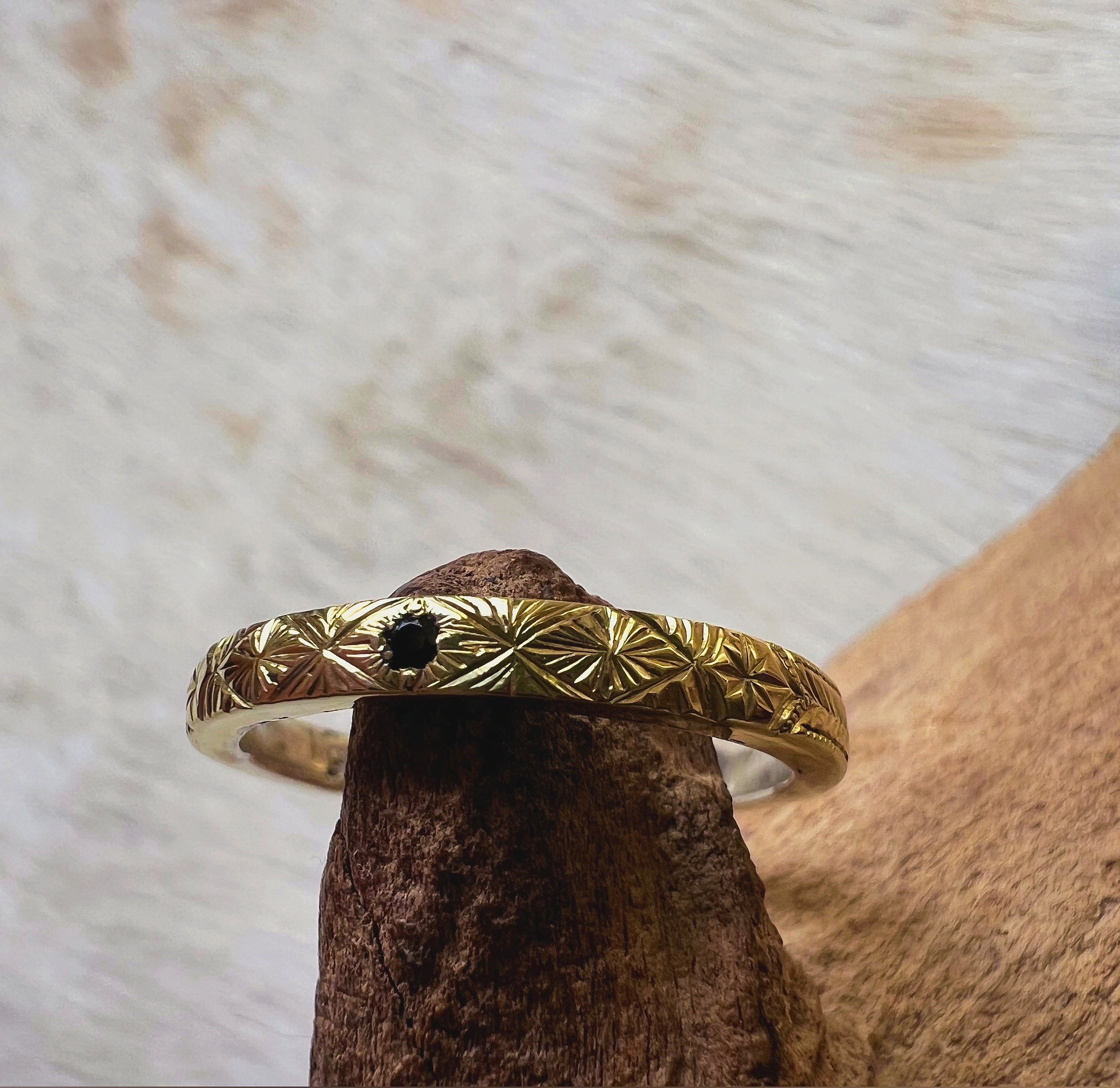 hand engraved onyx ring