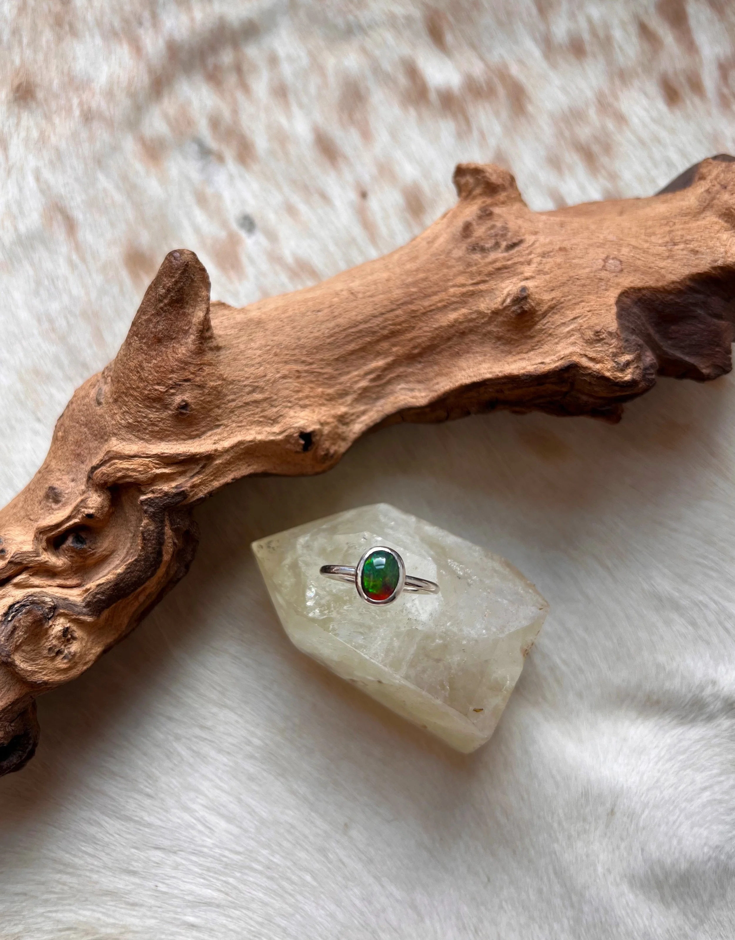 Smoked Ethiopian Opal & Silver Ring