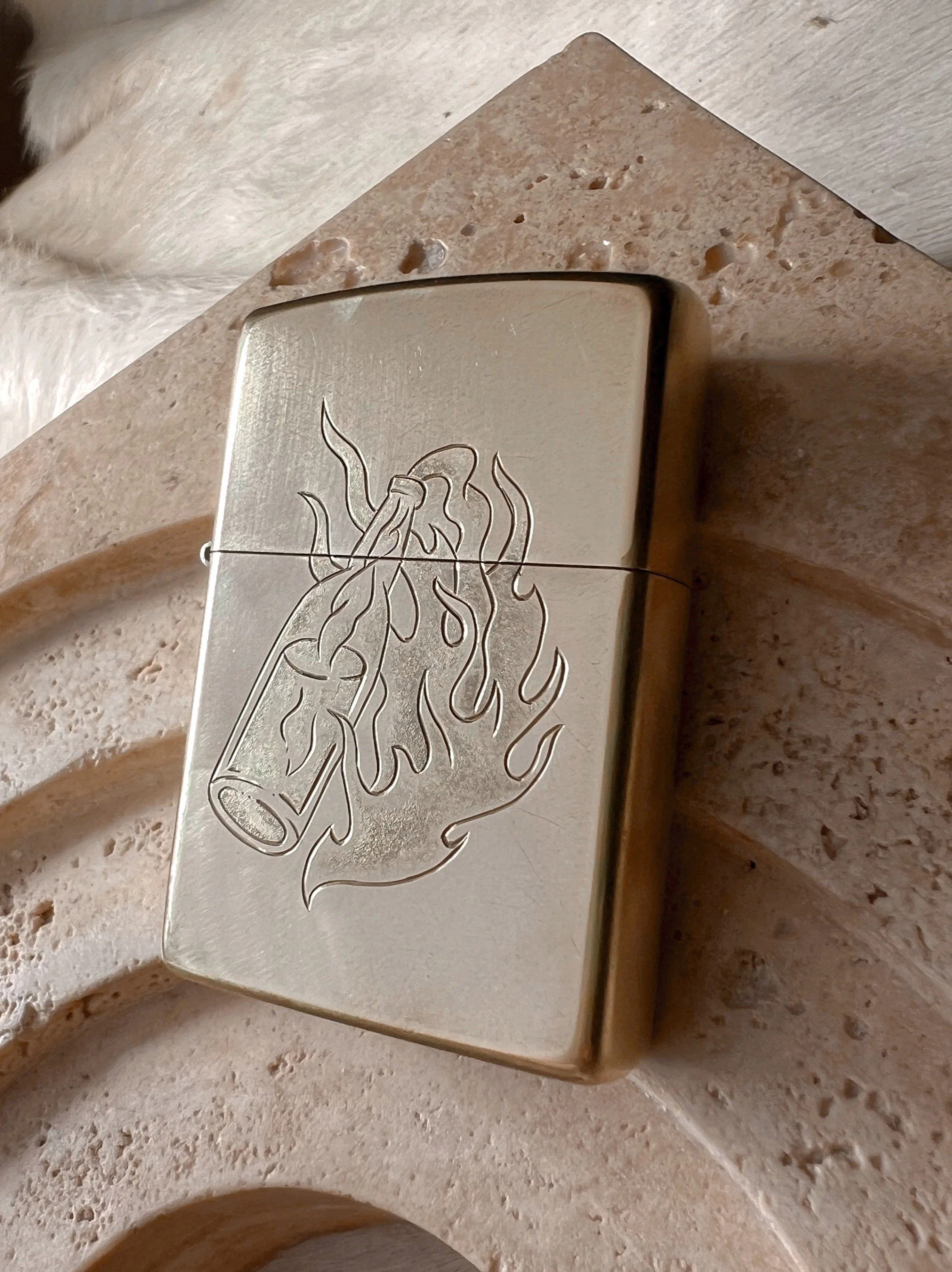 Hand engraved brass Zippo lighter, your choice of 4 images
