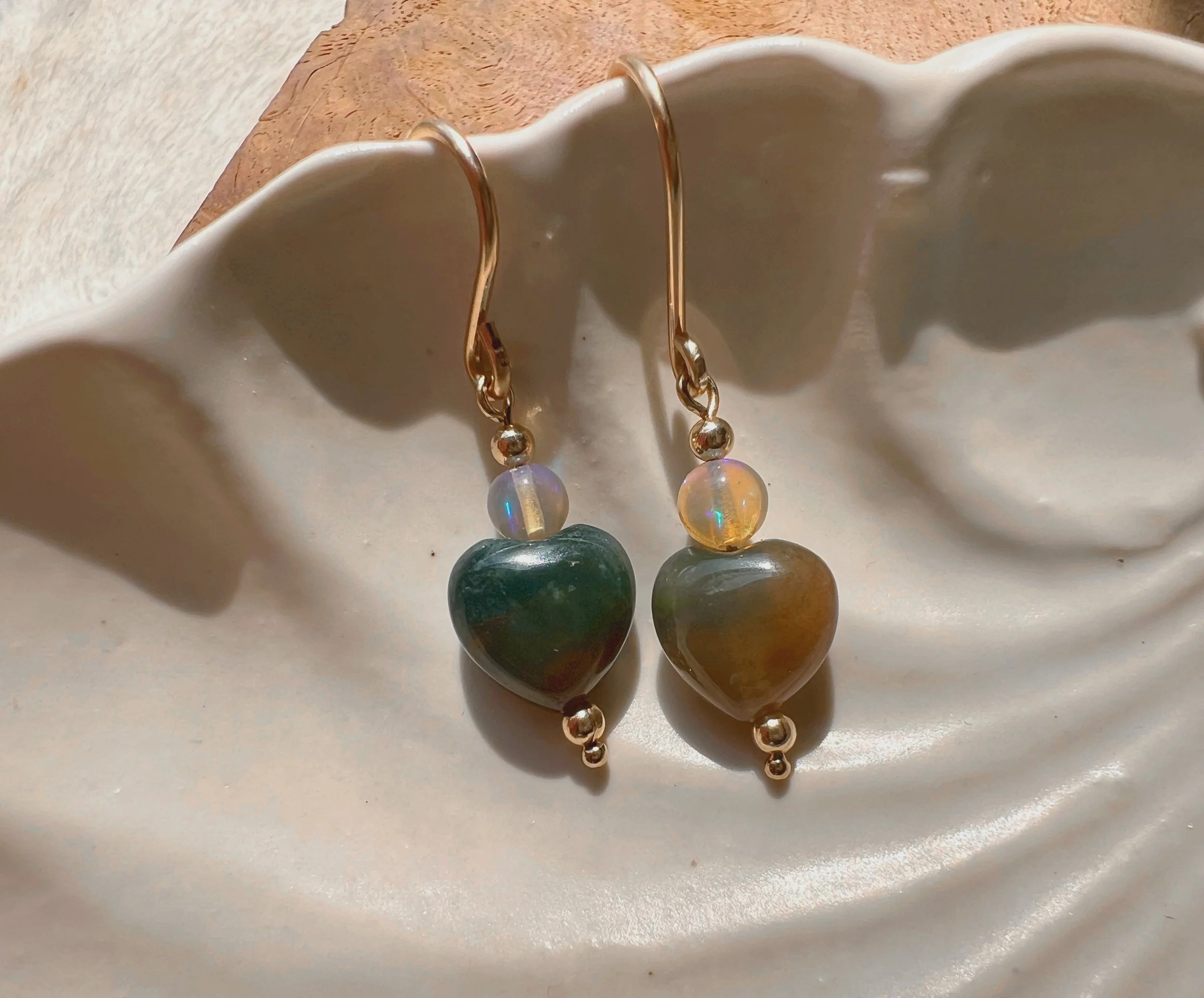 Dangle earrings with colorful gemstone beads on gold filled  hooks