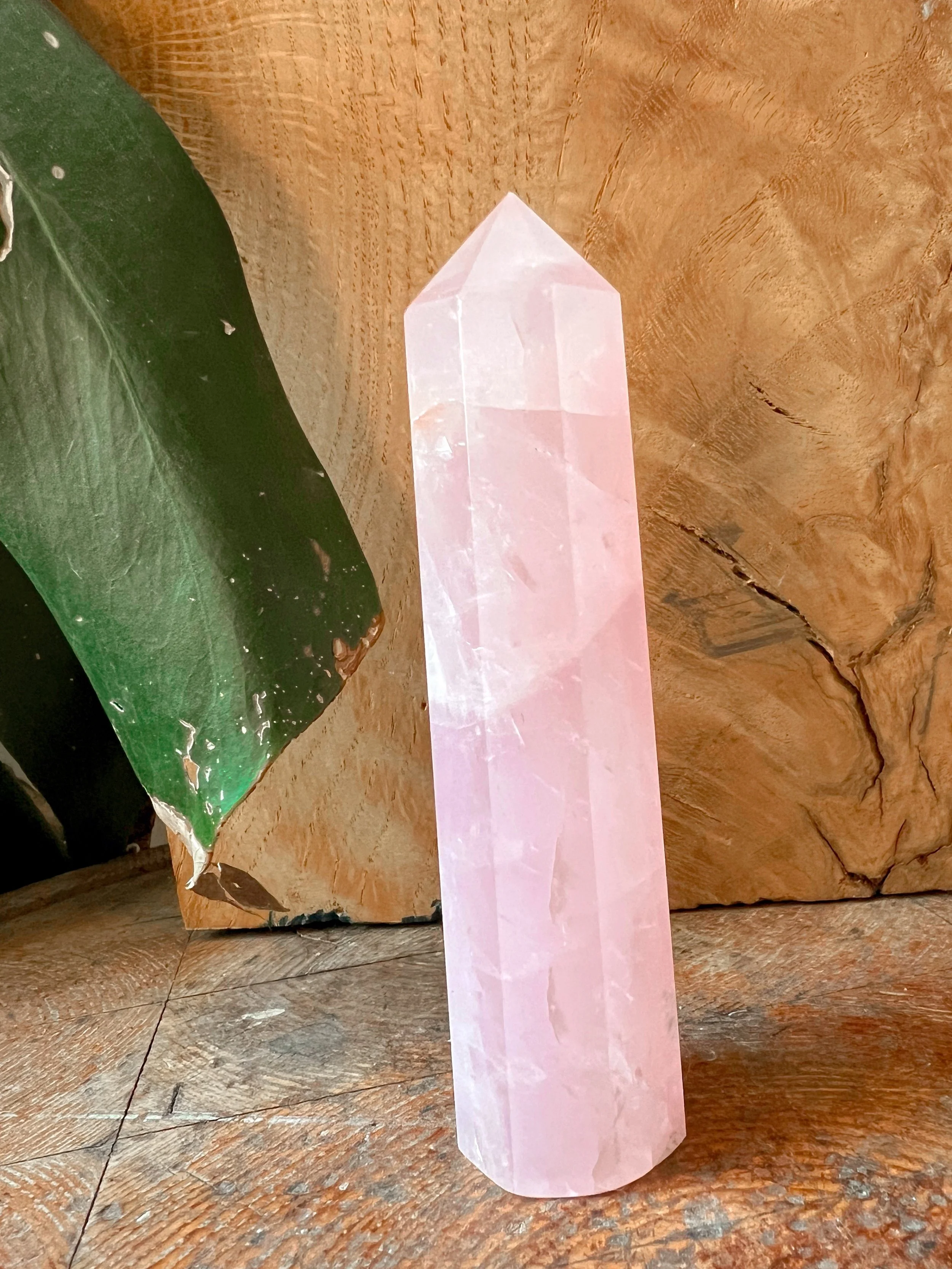 Natural gemstone tower, Rose Quartz