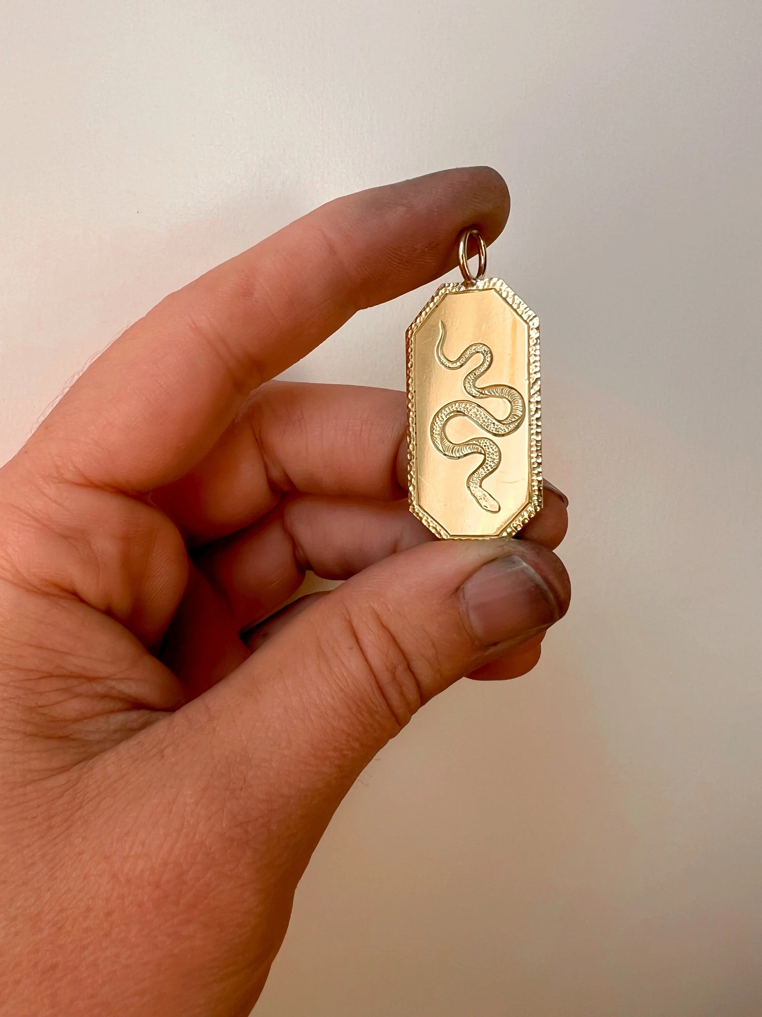 Engraved Brass snake pendant