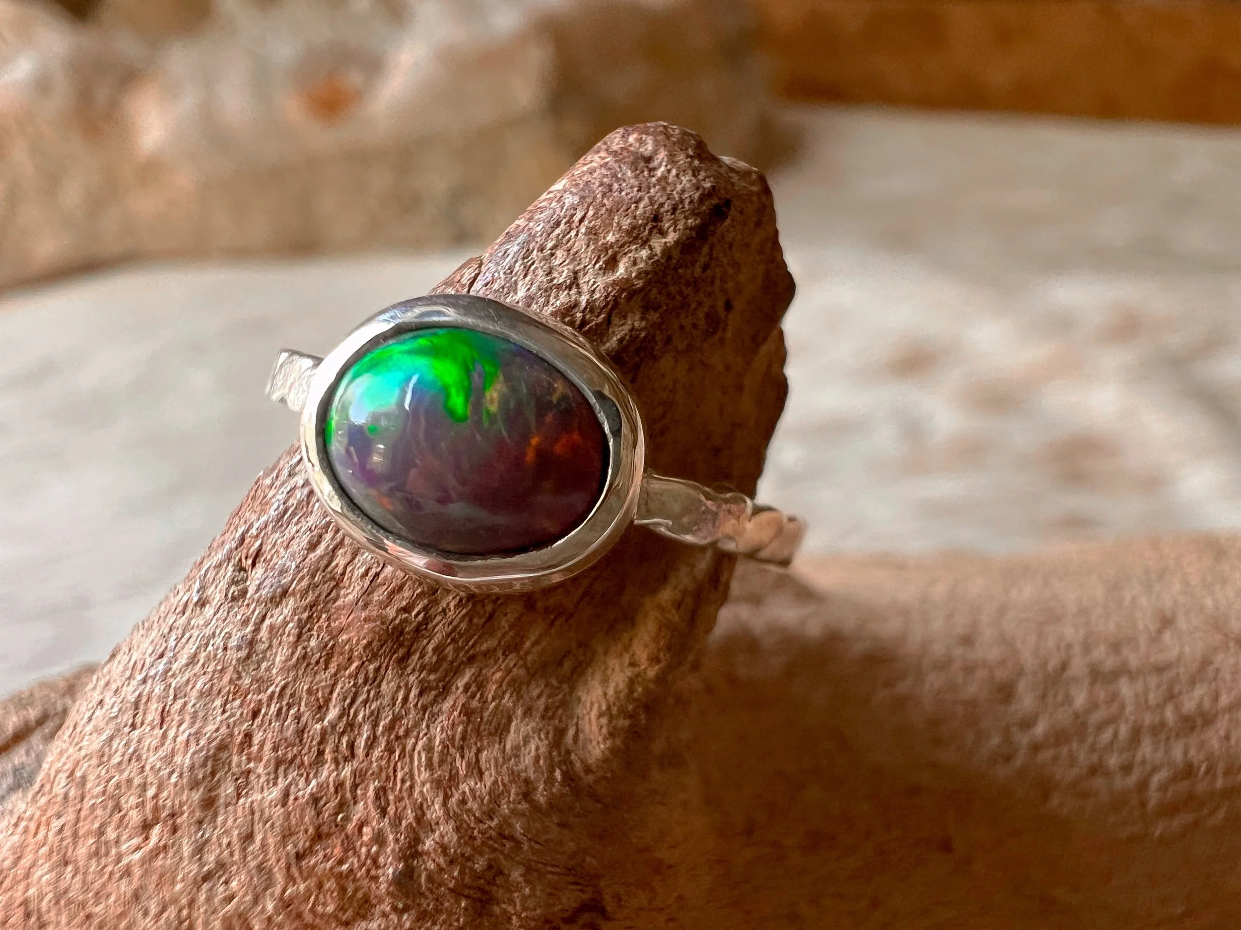 Smoked Ethiopian Opal & Silver Ring