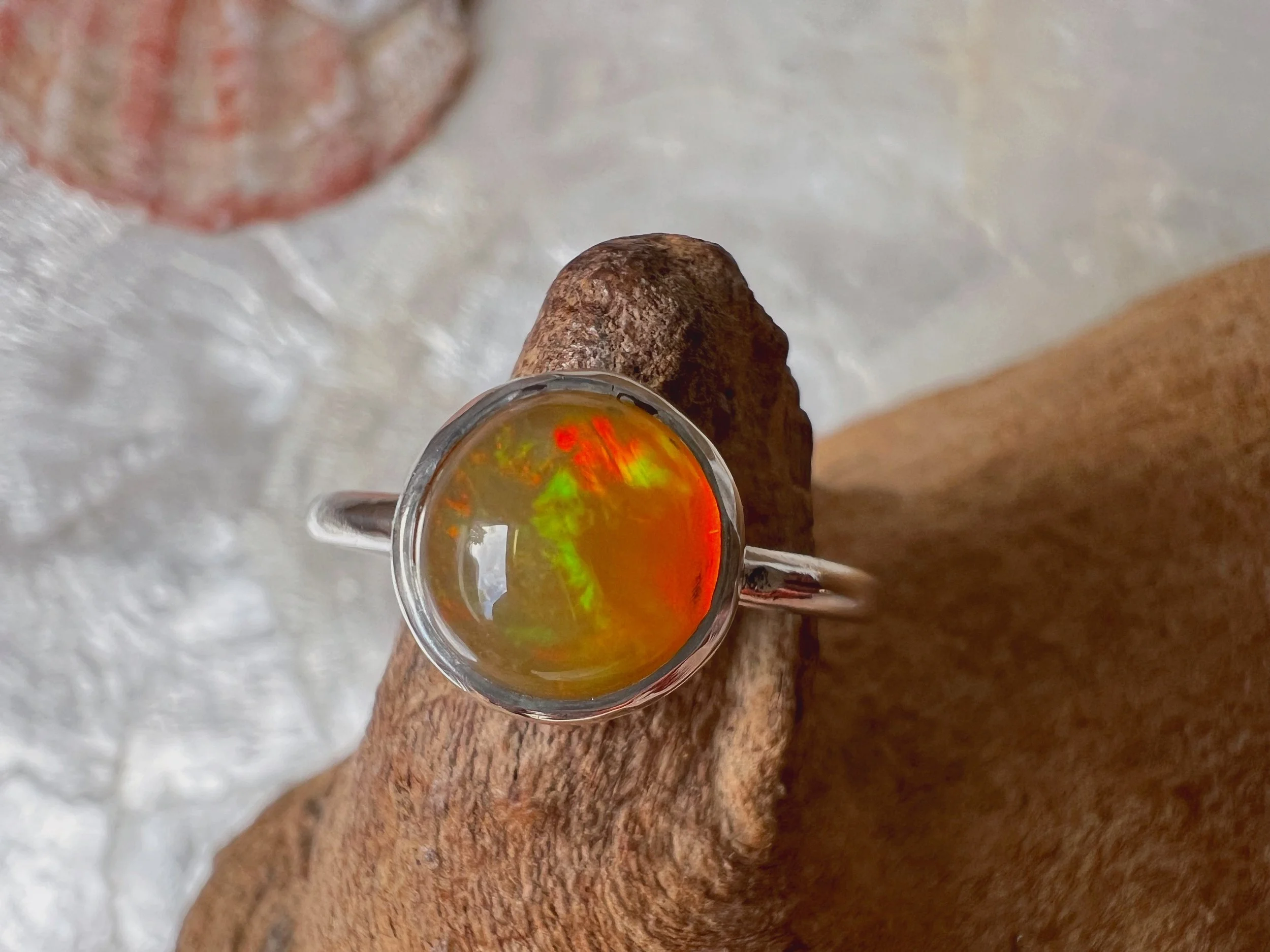 opal and silver ring