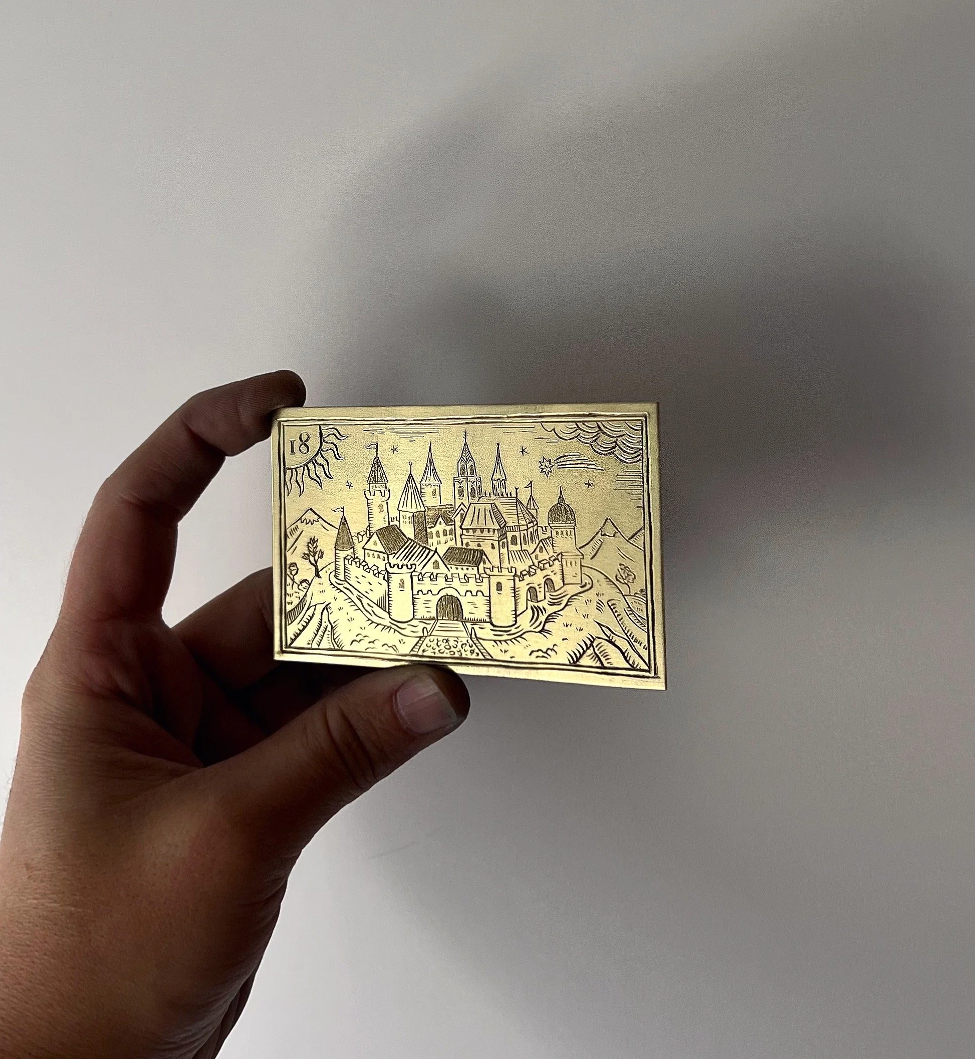 Engraved tarot card