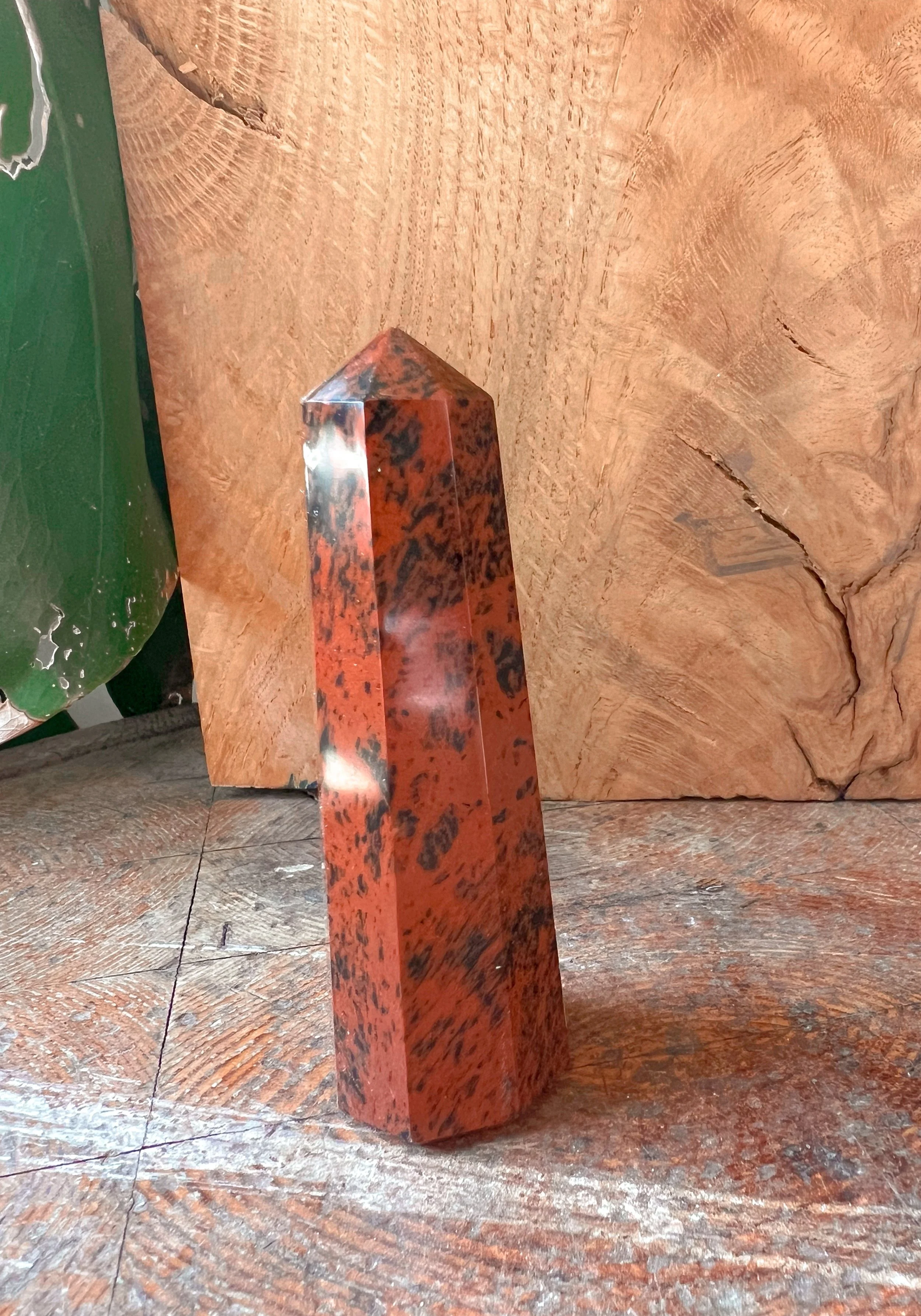 Natural gemstone tower, obsidian