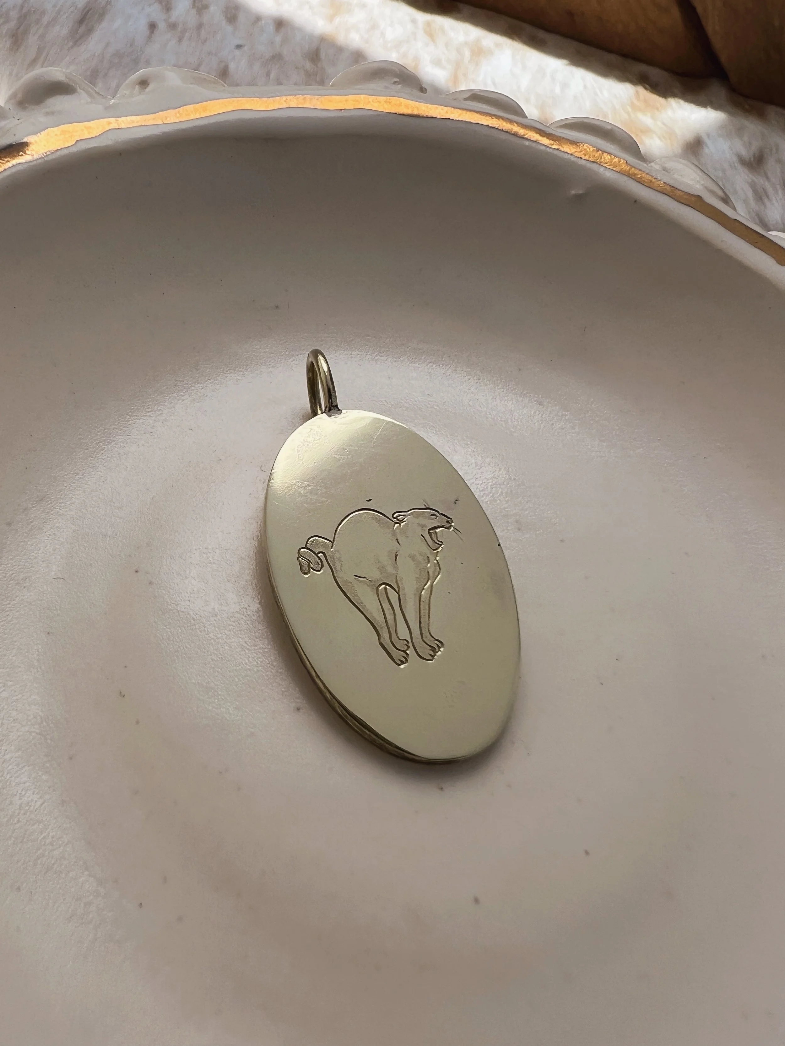 Engraved Cat Pendant