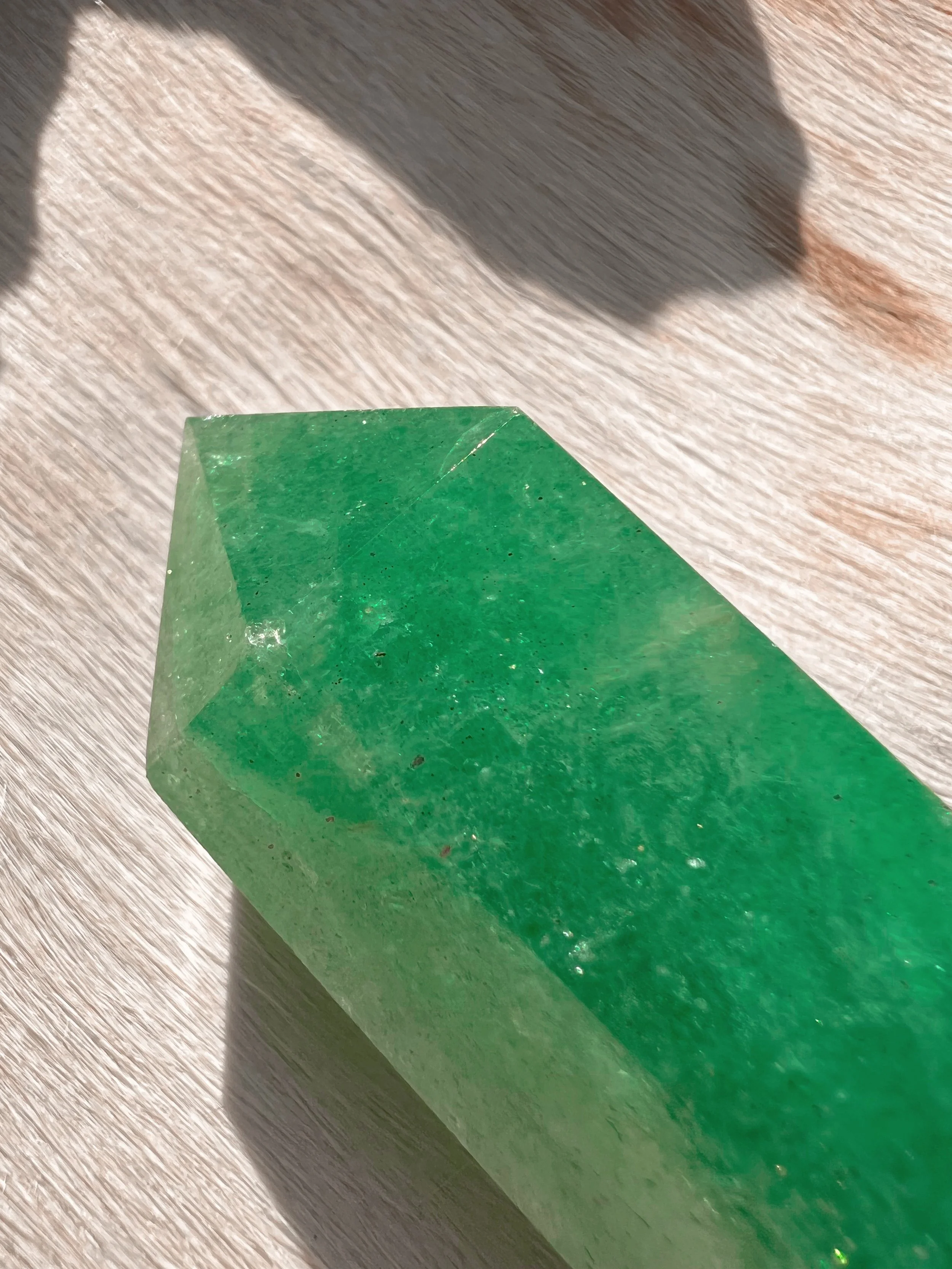 Natural gemstone tower, strawberry quartz