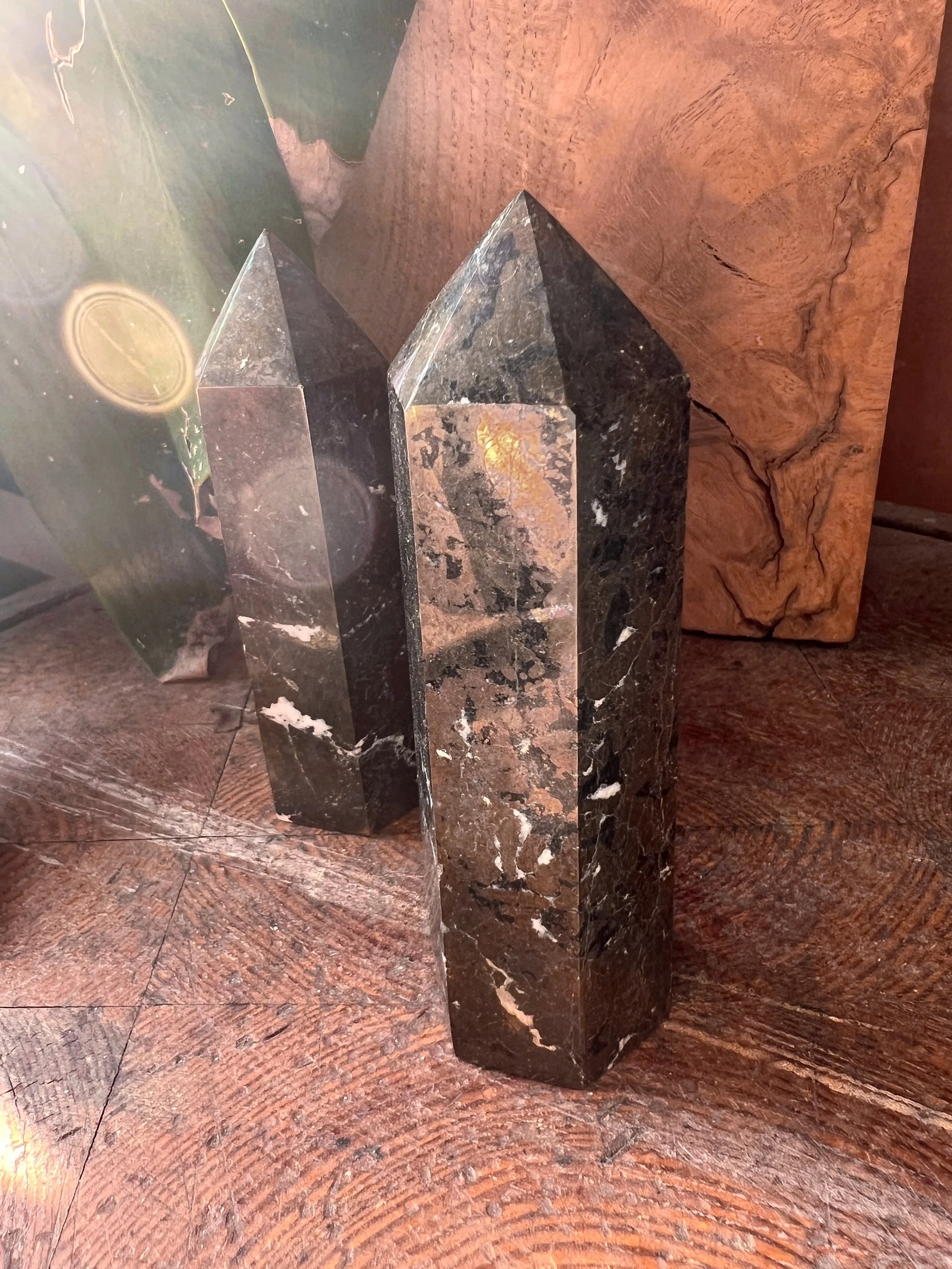Natural gemstone tower, Chalcopyrite