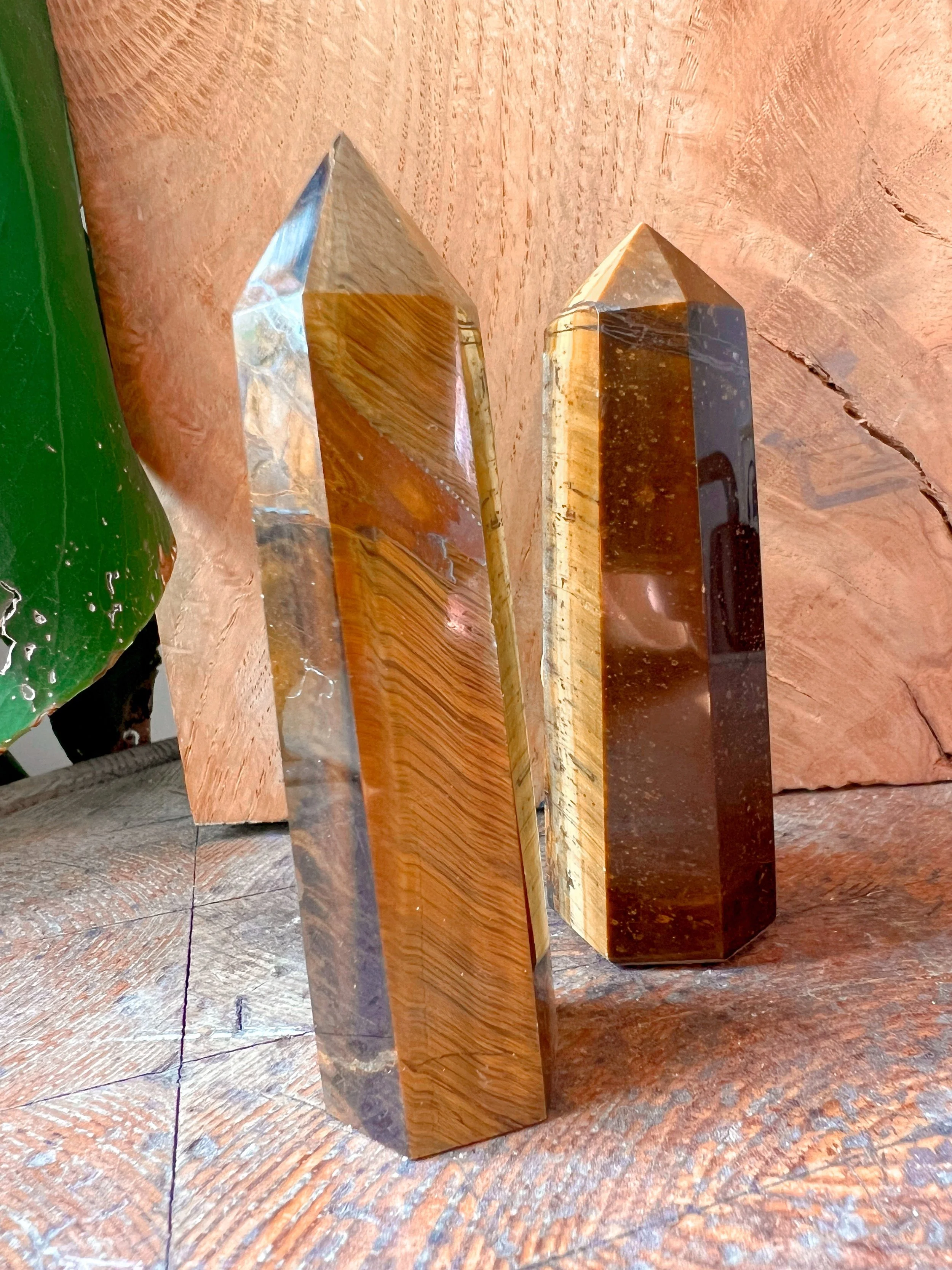 Natural gemstone tower, Tigers Eye