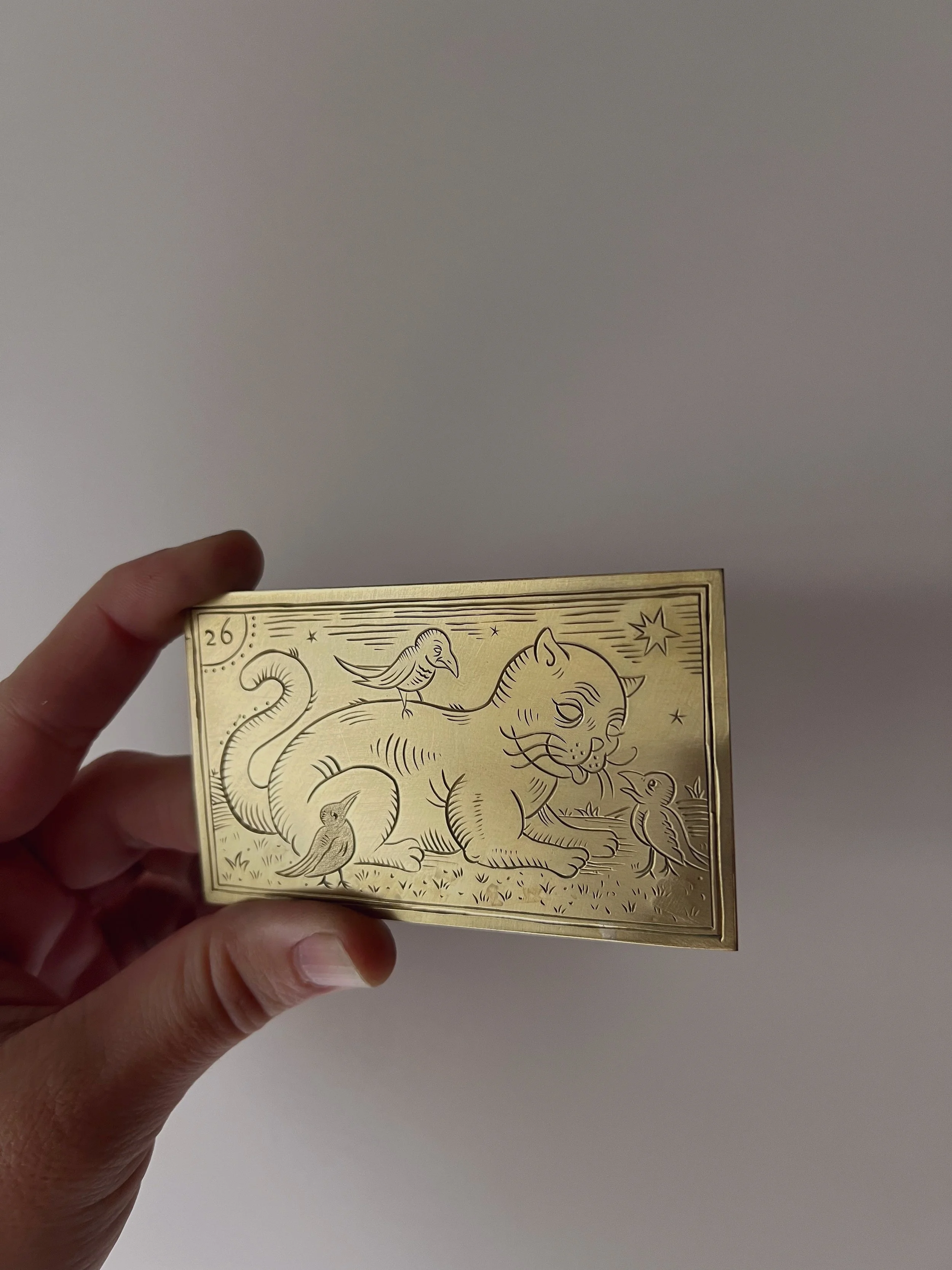 Engraved tarot card