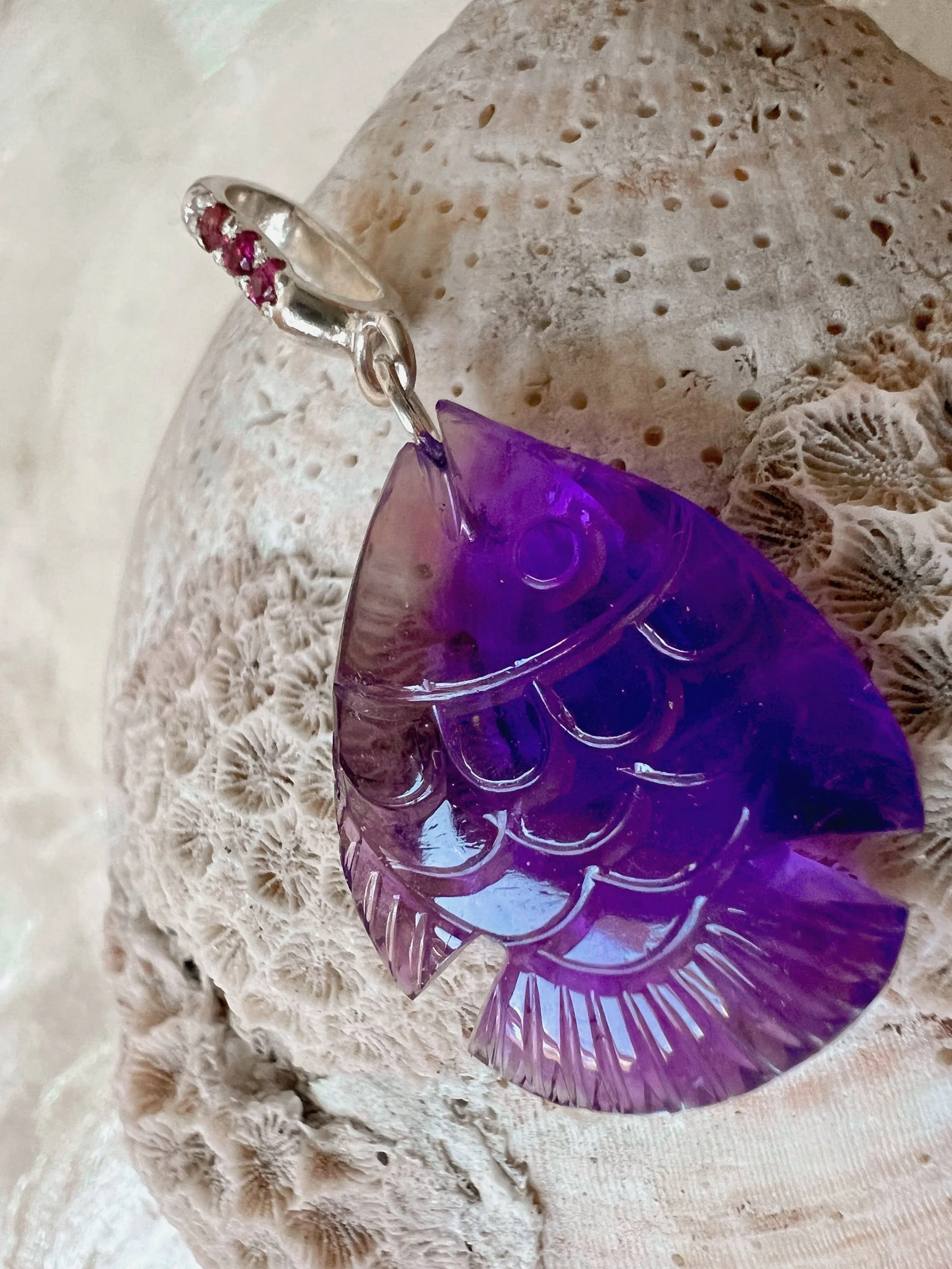 Gemstone fish pendant