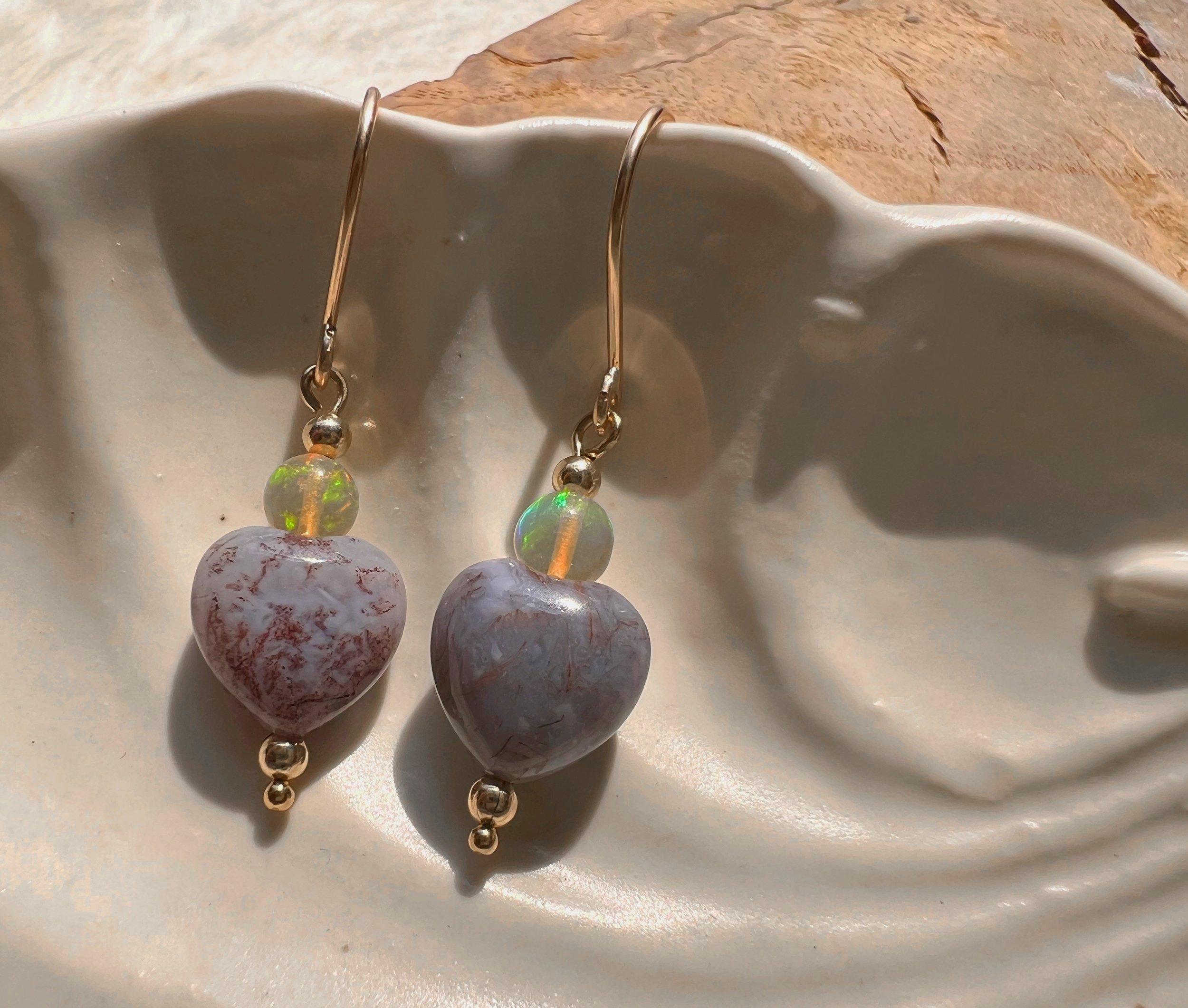 Dangle earrings with colorful gemstone beads on gold filled  hooks
