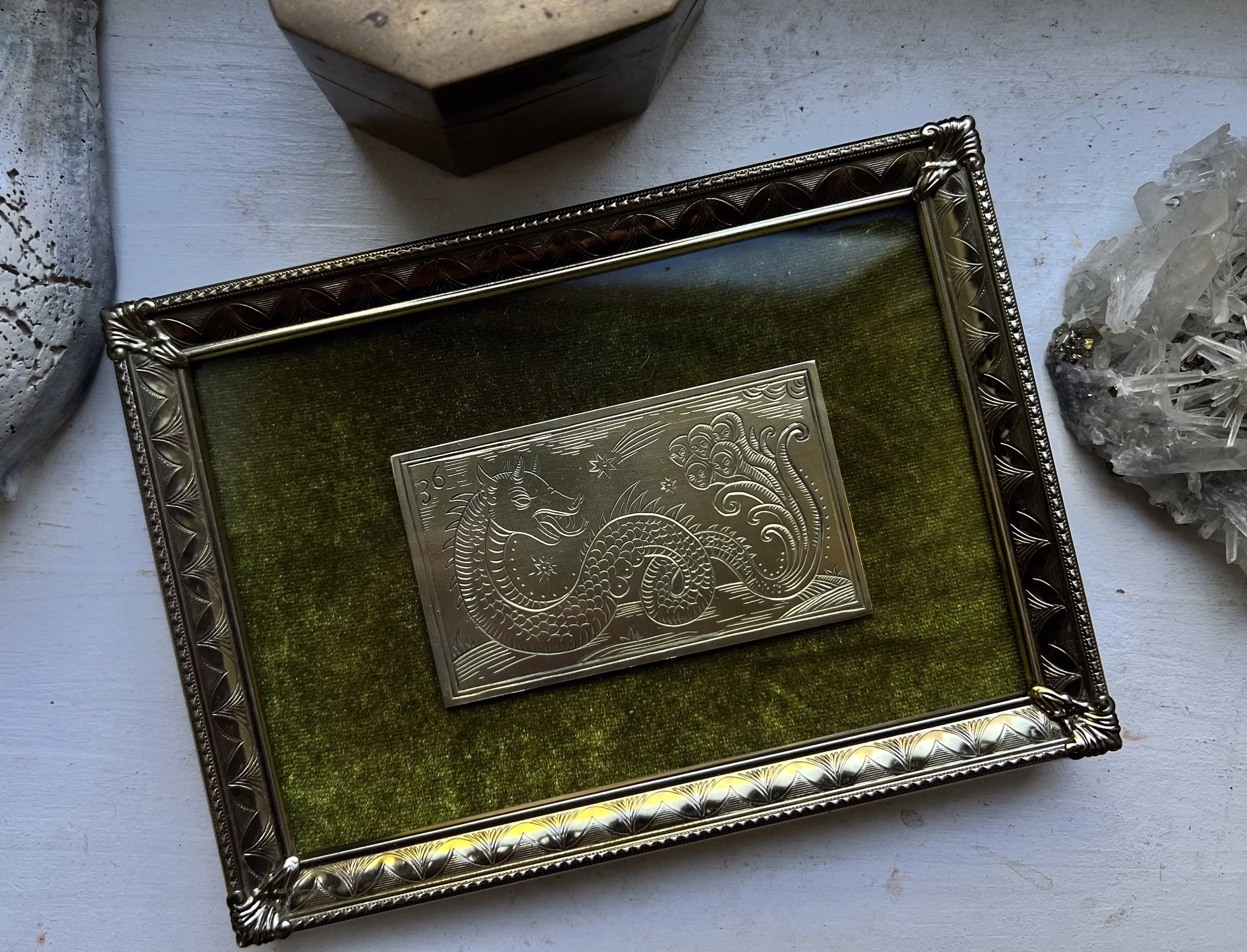 Engraved tarot card