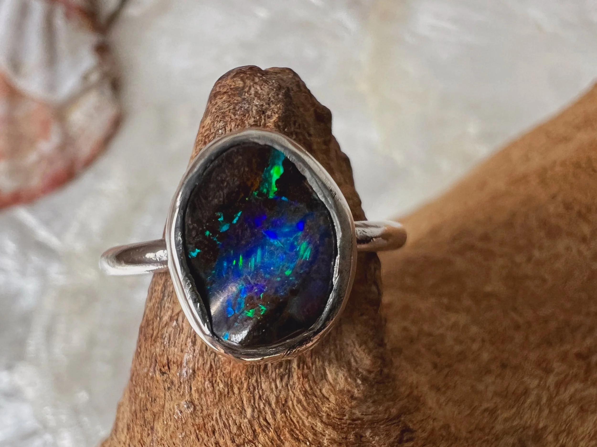 opal and silver ring