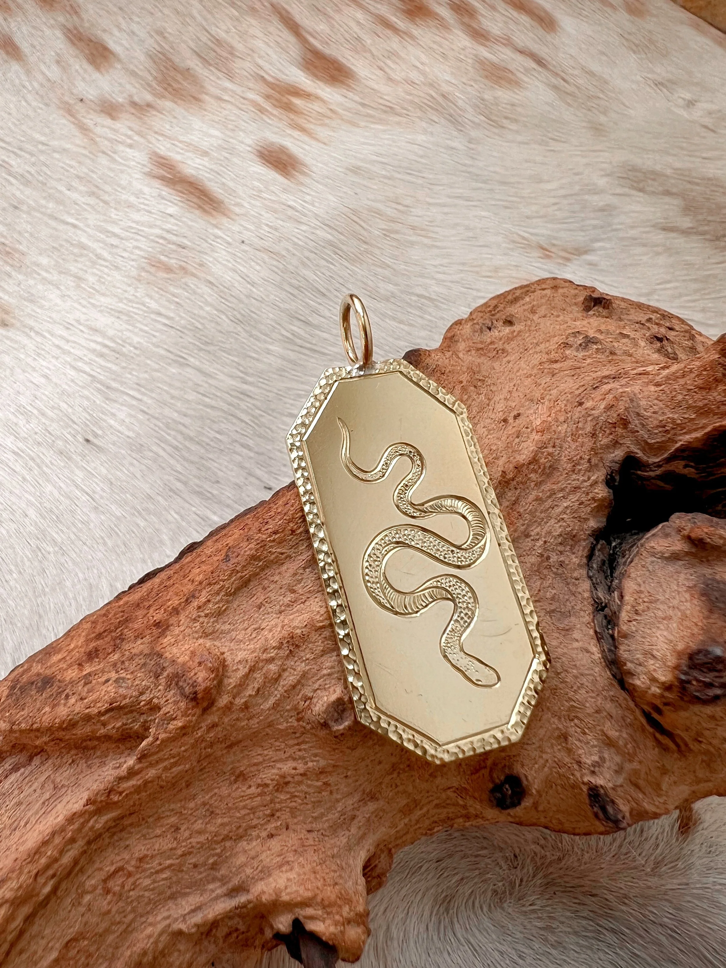 Engraved Brass snake pendant
