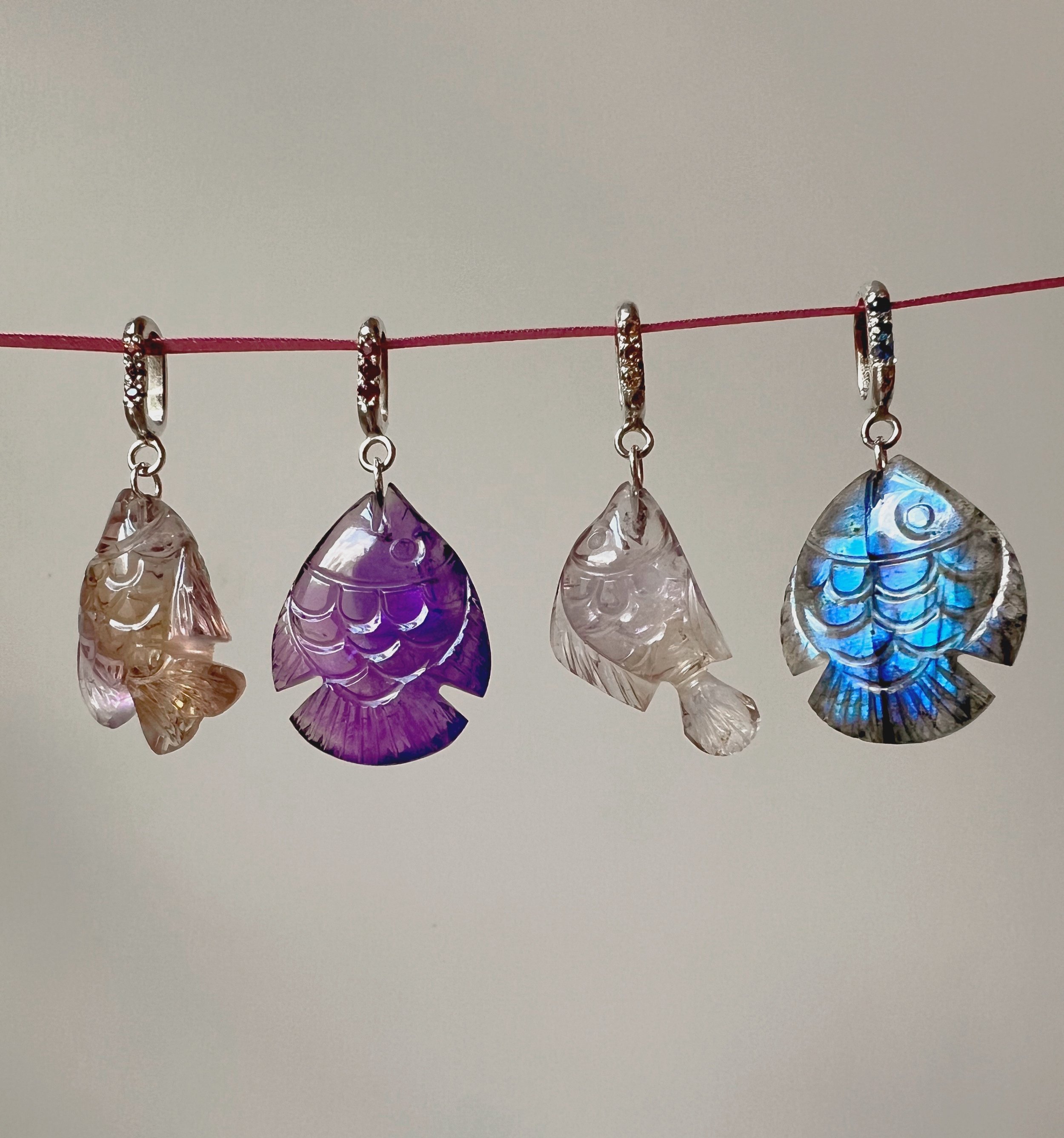 Gemstone fish pendant