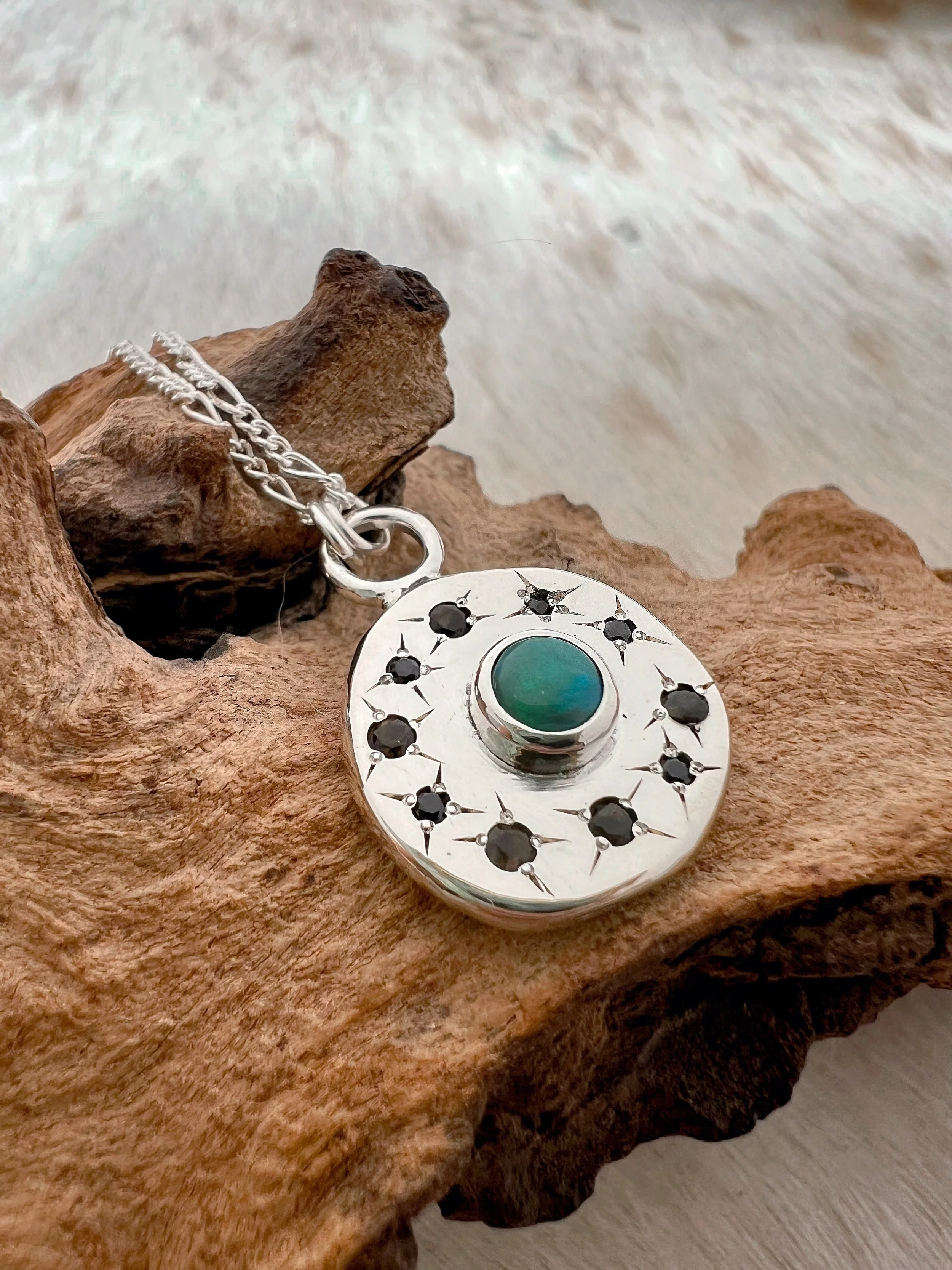 black opal & Silver necklace