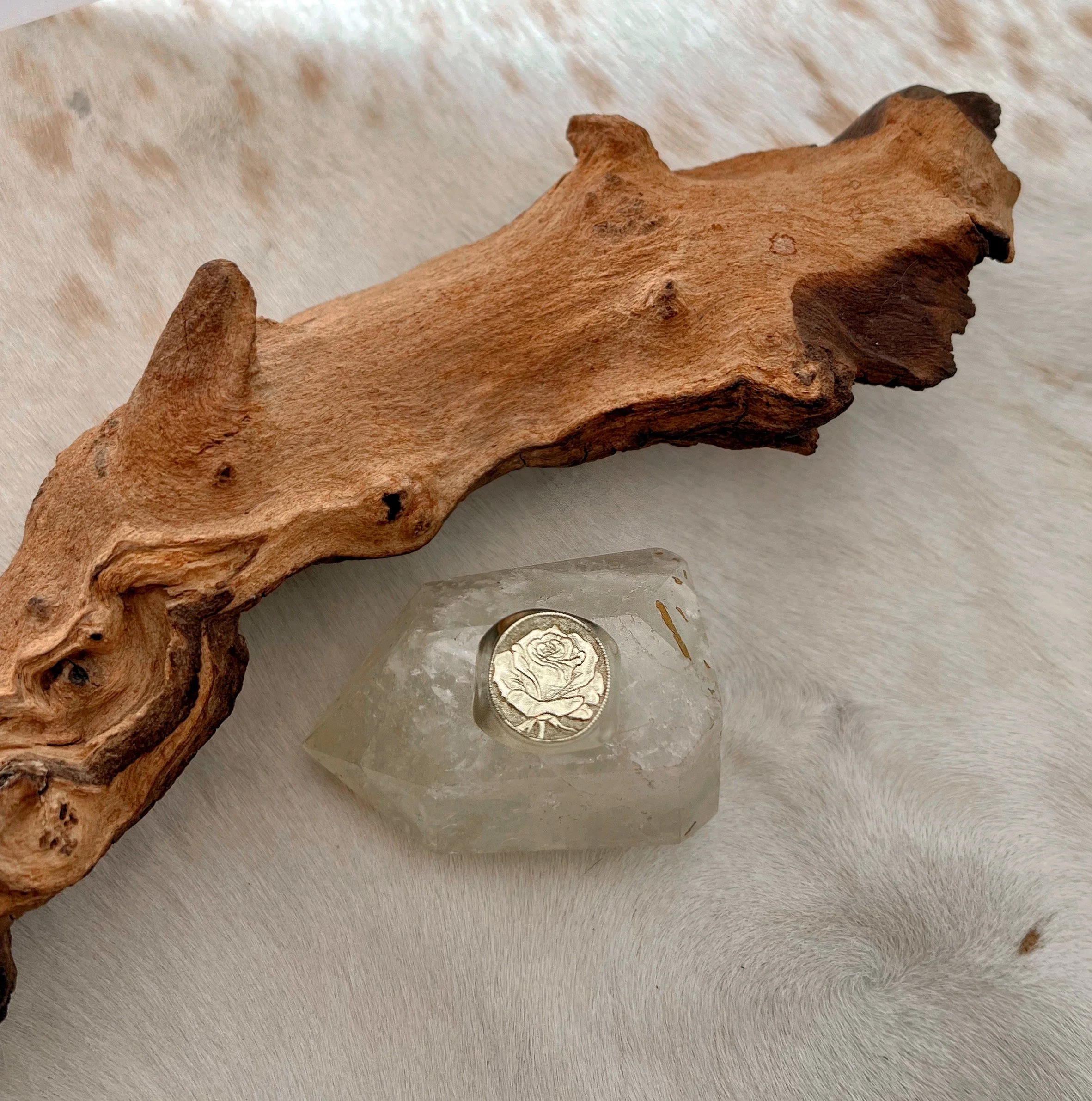 hand engraved rose signet ring