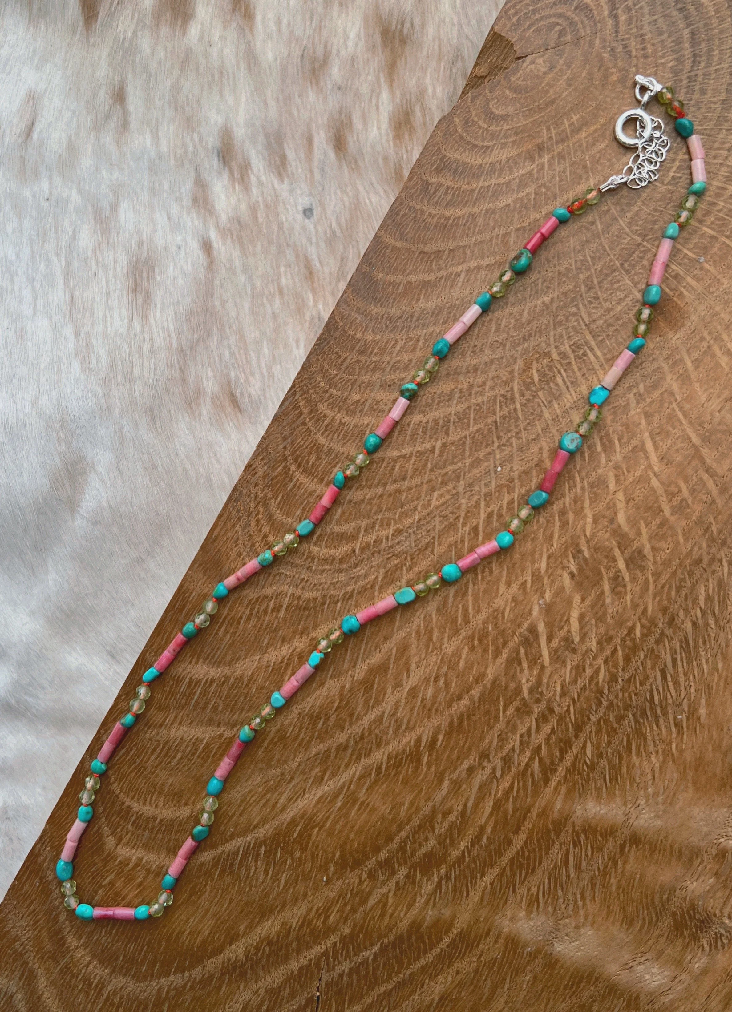 Beaded gemstone necklace
