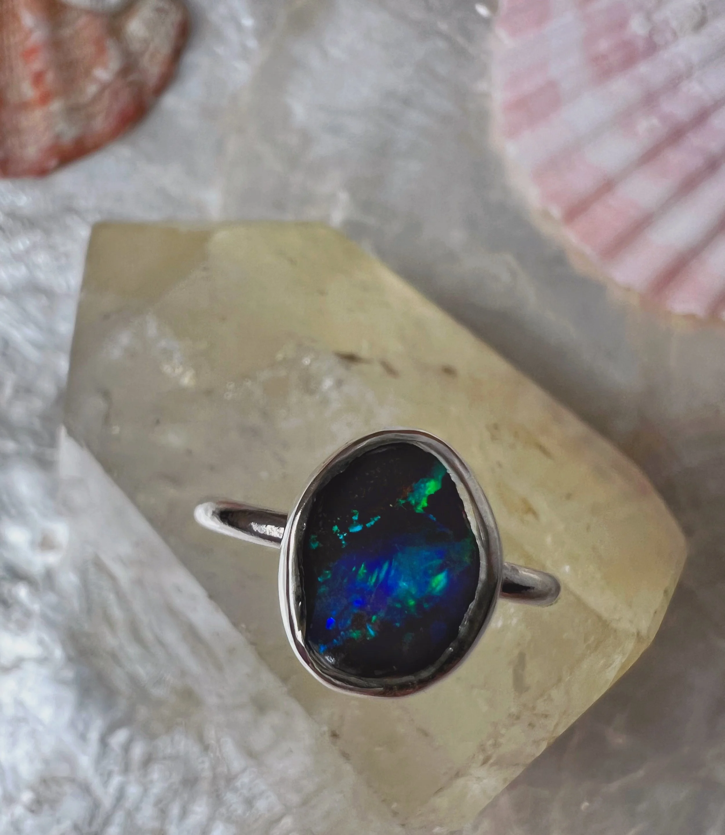 opal and silver ring