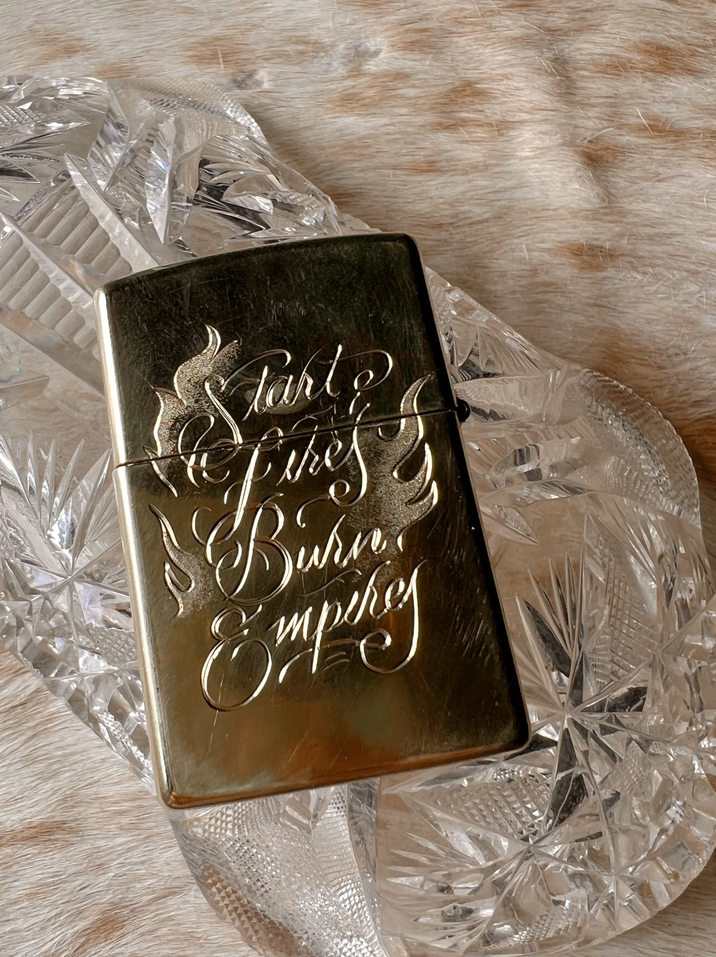 Hand engraved brass Zippo lighter, your choice of 4 images