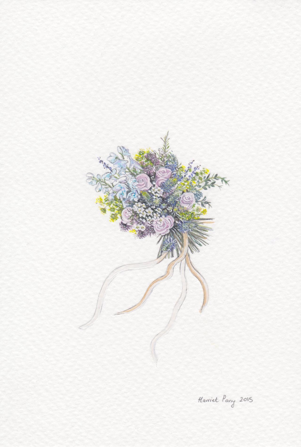   Hand painted in watercolour using a chosen photograph of your wedding bouquet  