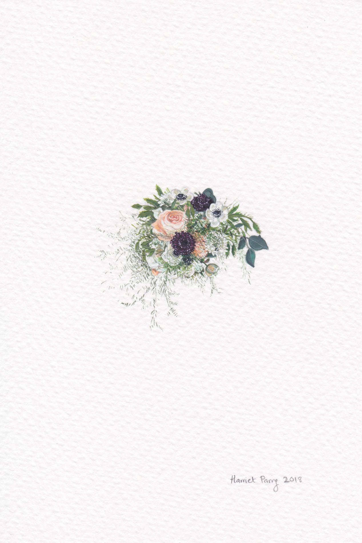   Hand painted in watercolour using a chosen photograph of your wedding bouquet  