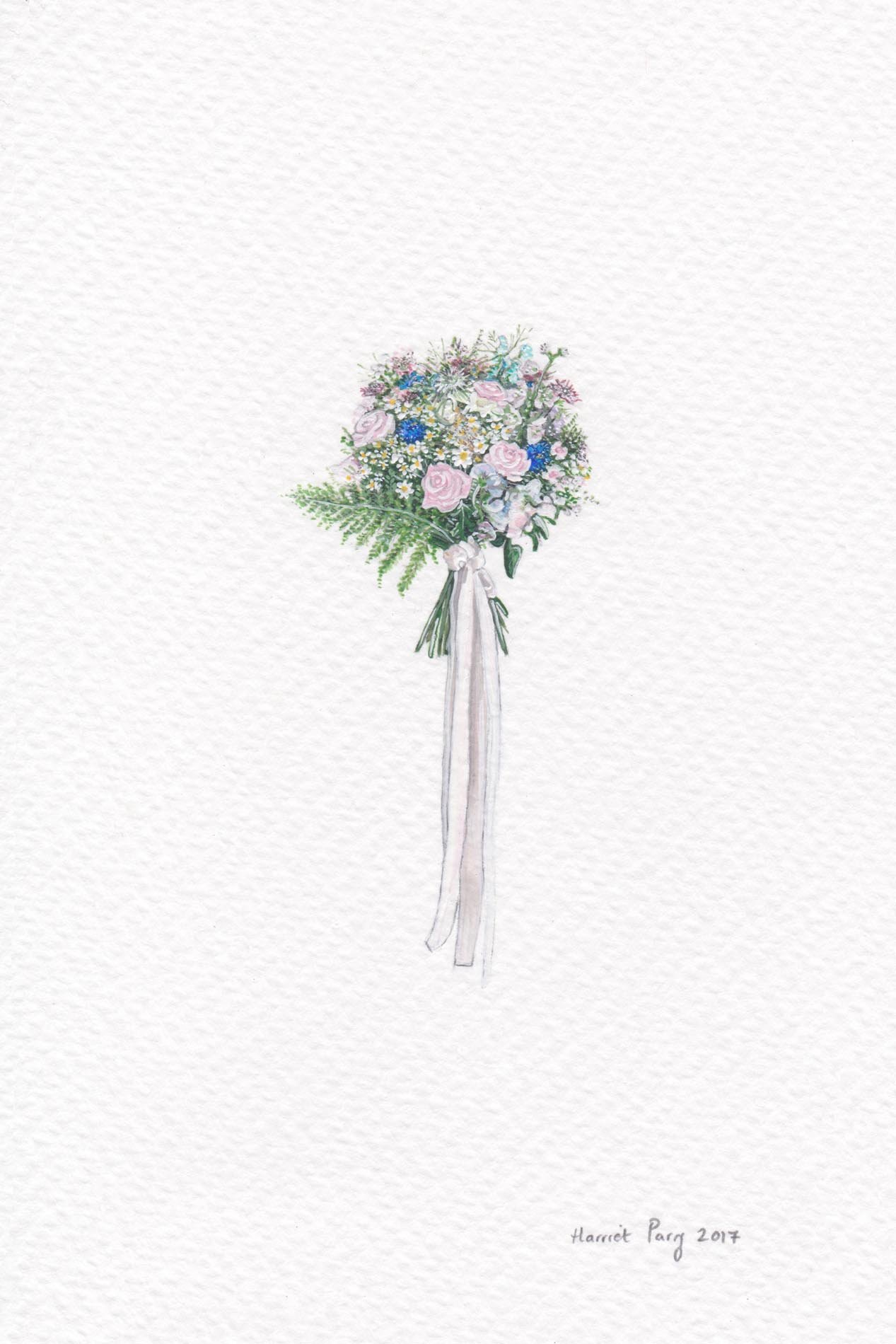   Hand painted in watercolour using a chosen photograph of your wedding bouquet  