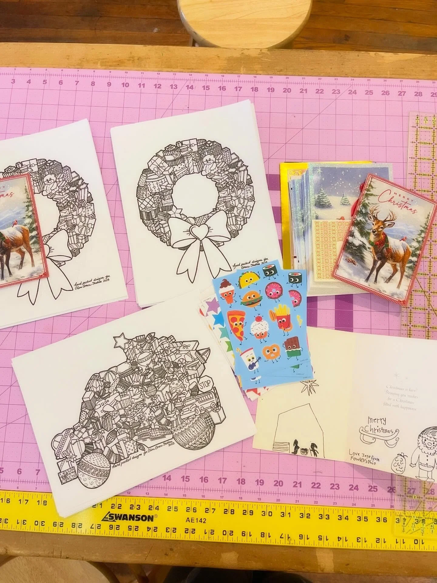 As 2025 comes to a close for Olive Grace Studios, it's time to send out some love with our St. Jude card campaign! These pictures may look simple, but they're part of a beautiful tradition. My friend @handpecked has been creating amazing coloring pag