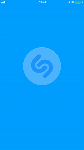 Shazam integrates their logo into their main interface seamlessly