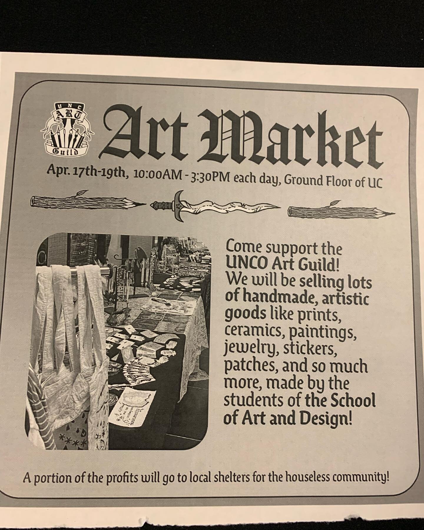 The art guild is selling some wonderful things! Check it out. #craft #unc