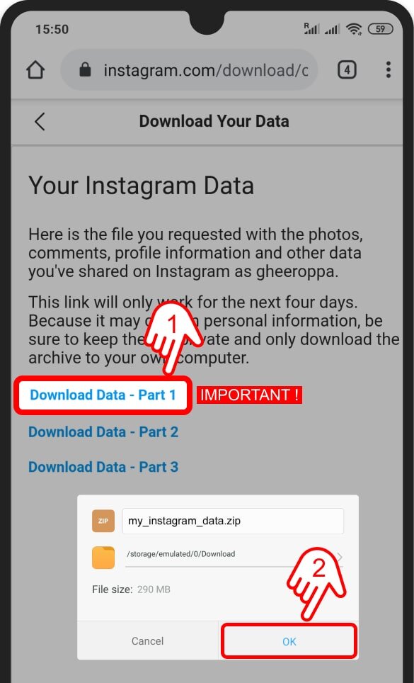 How to download video from instagram chat