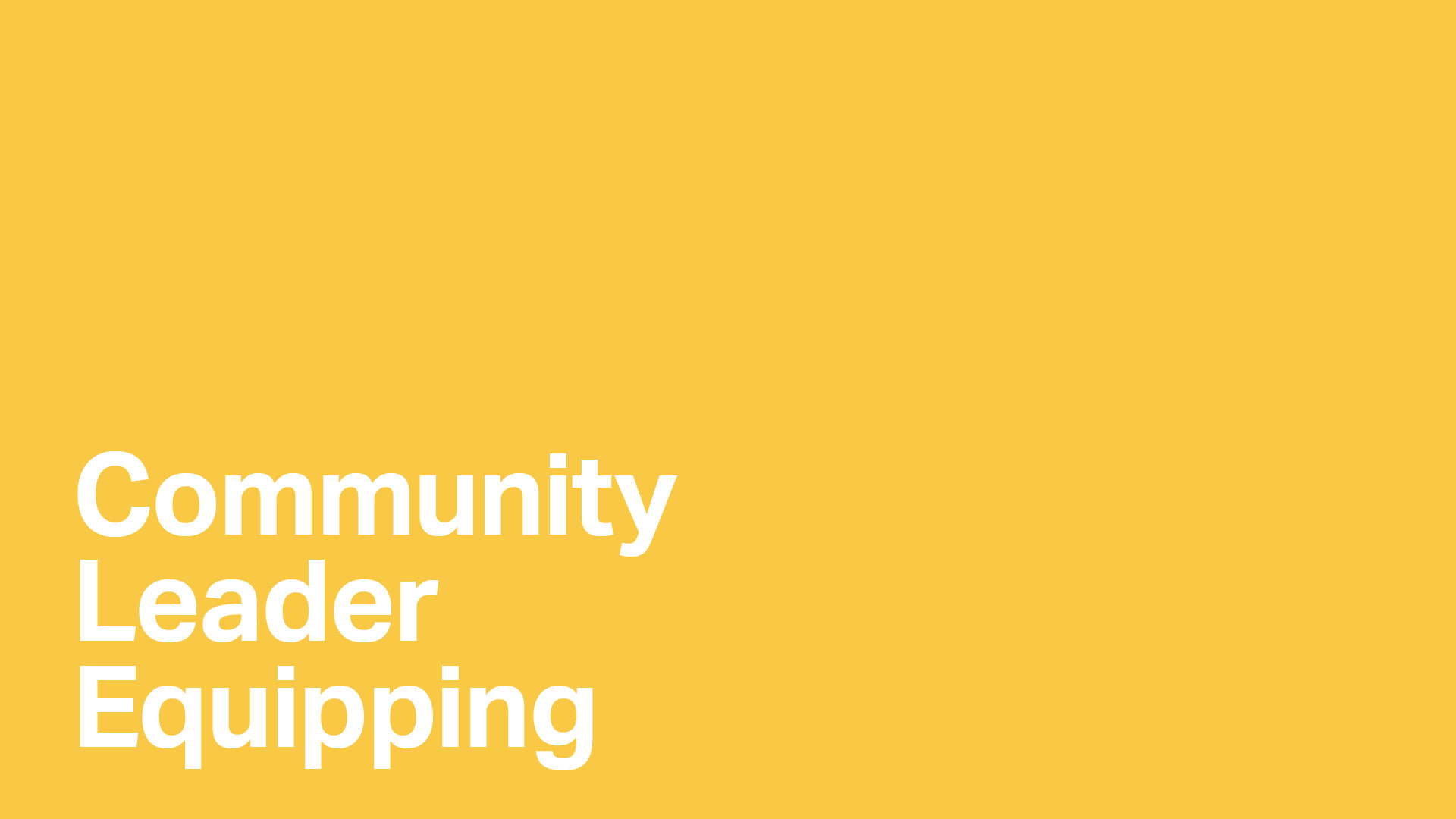 Community Leader Equipping