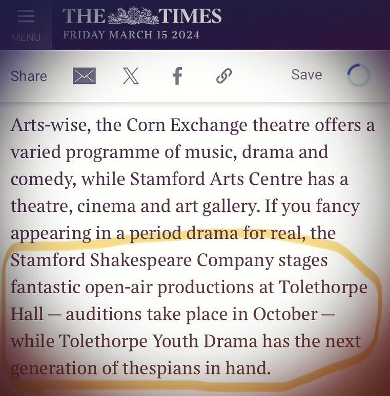 Don&rsquo;t take our word for it, read it in today&rsquo;s #thetimes @tolethorpessc @rutlandandstamfordsound @rutland_and_stamford_mercury @stamfordlincs #bestplacetolive