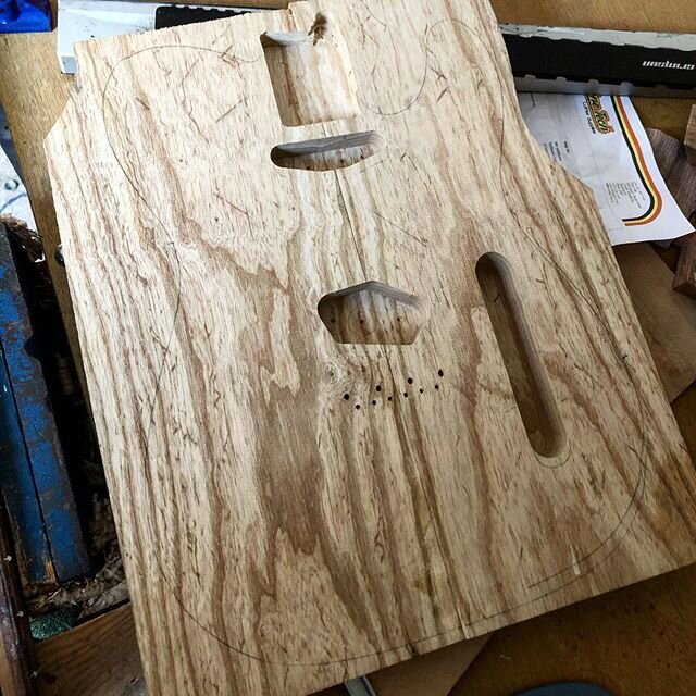 Been super busy this past week with so much repair work. Managed to fit in a small bit of building my boy @fr_nksdrain who&rsquo;s getting a swamp ash tele body