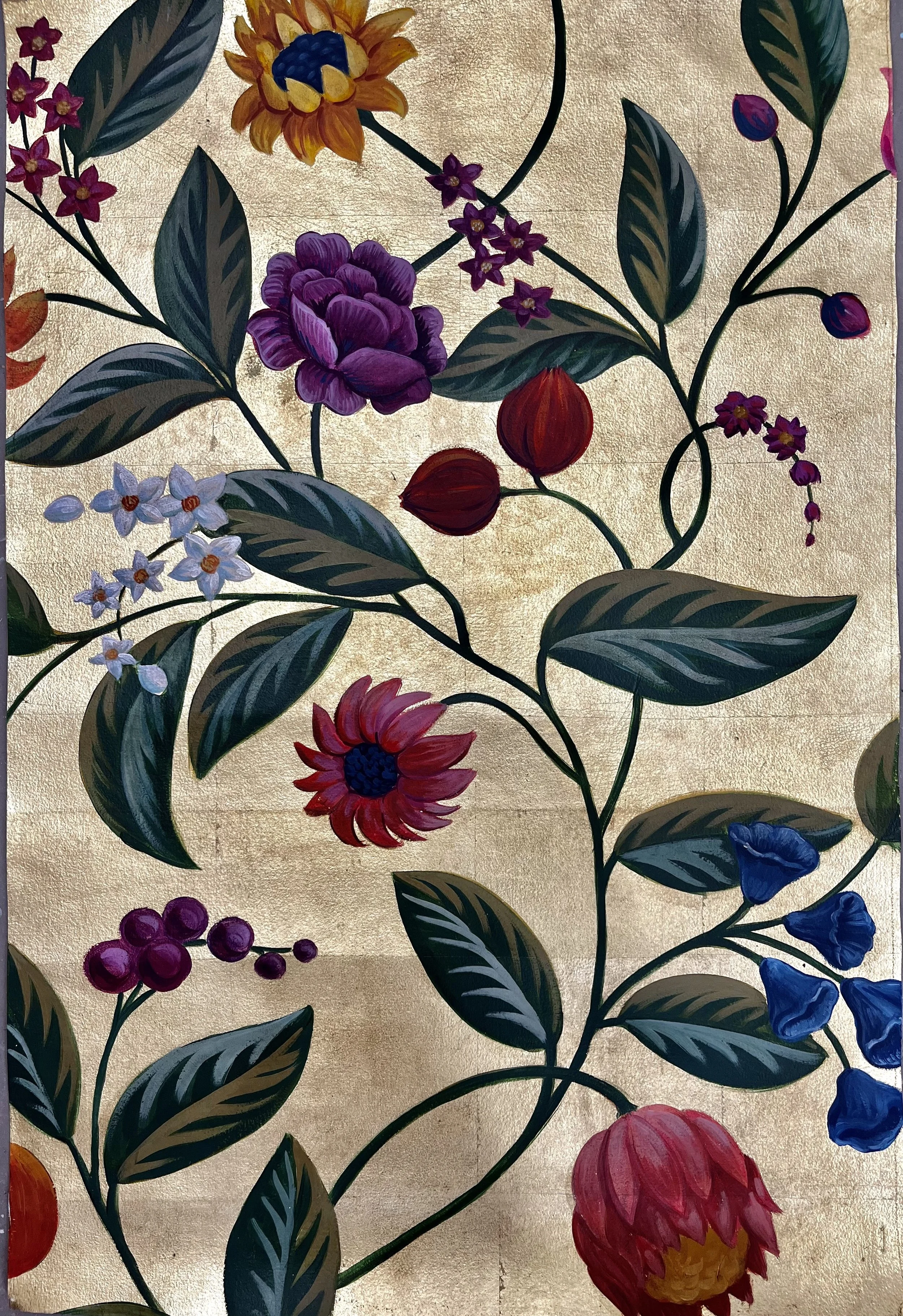 gilded walls decorative painting chinoiserie hand painting