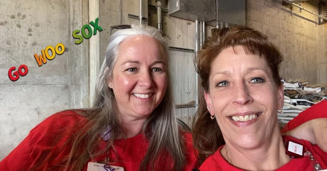 So happy to see so many caregivers honored at today's Woo Sox home opener! SHARE members Lisa Waugh and Kellie Morton were there to catch today's win #SHAREstrong #woosoxfans #alwaysessential #rootrootrootforthehometeam