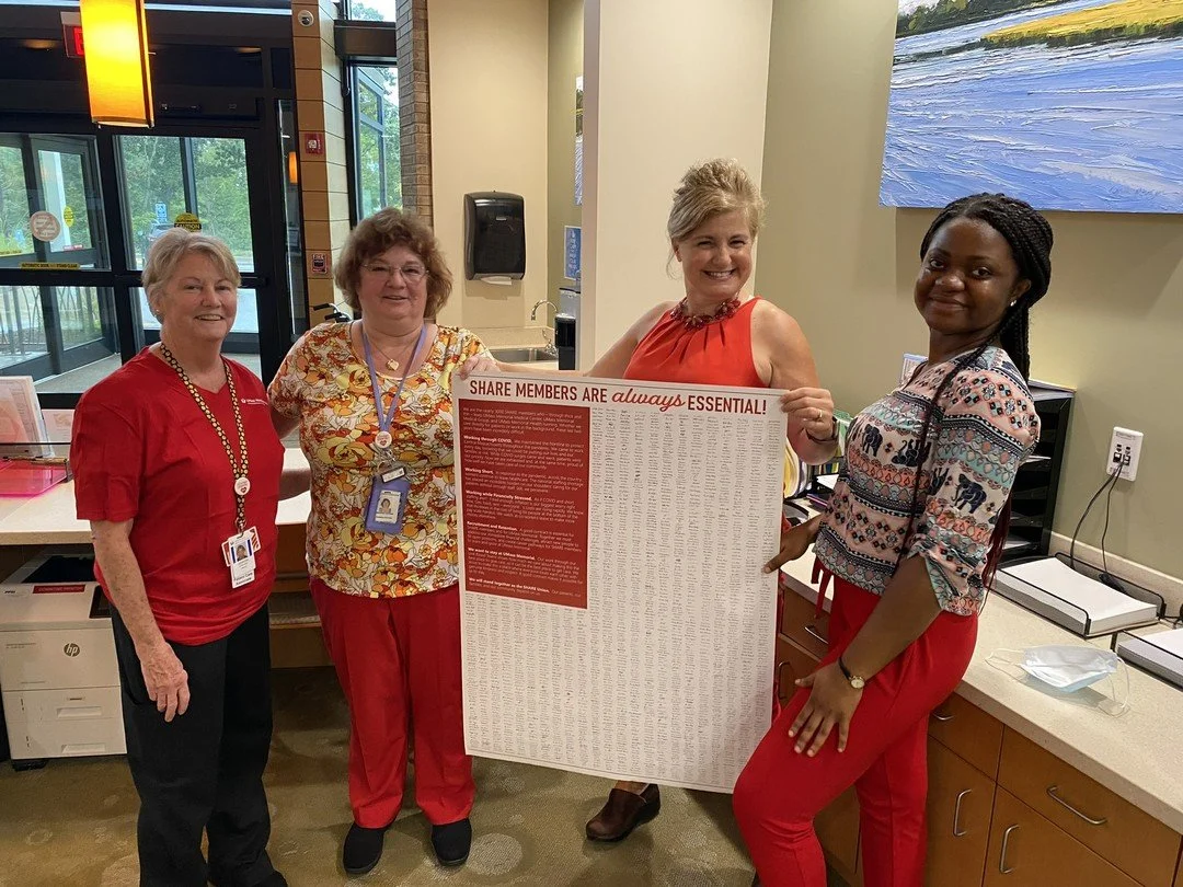In support of good raises and a strong contract, SHARE members are wearing red and proudly displaying our brand new poster! Over 2,400 members signed on to this statement, which SHARE's Negotiating Team has delivered to UMass Memorial leaders and the