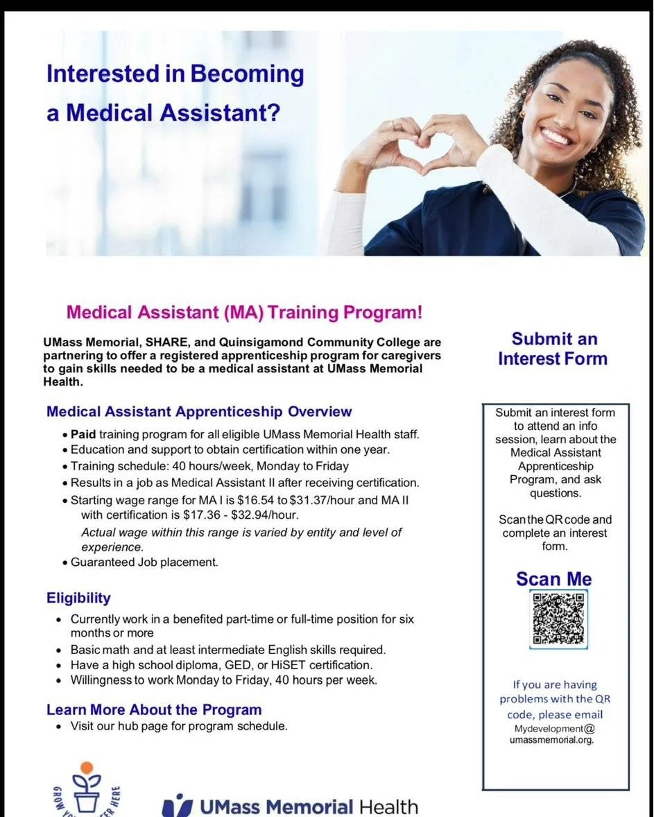 If you are interested in the  next cohort for the MA Apprenticeship Program, email mydevelopment@umassmemorial.org 🫶🏻