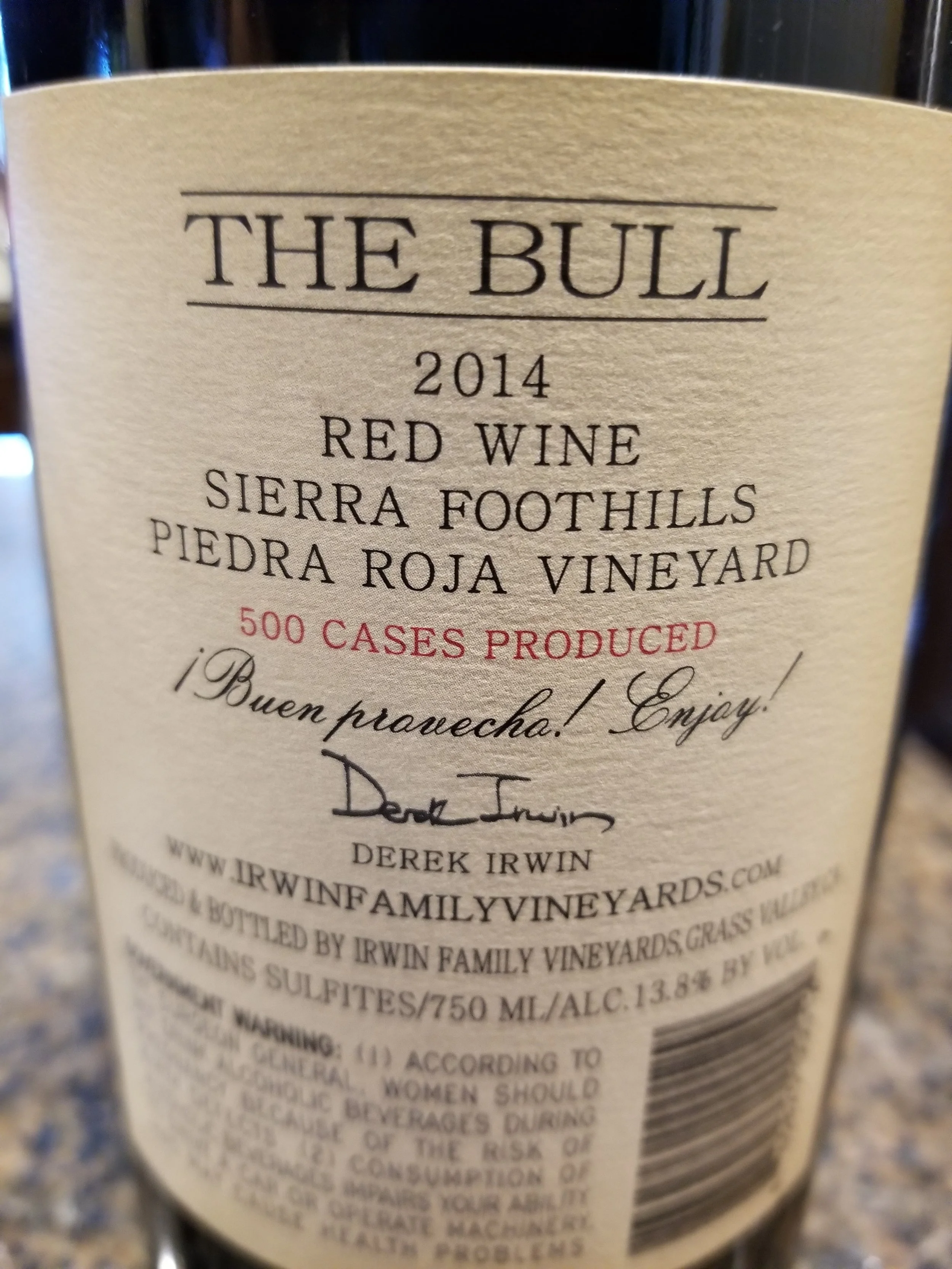 2014 Irwin Family The Bull Red Blend Review