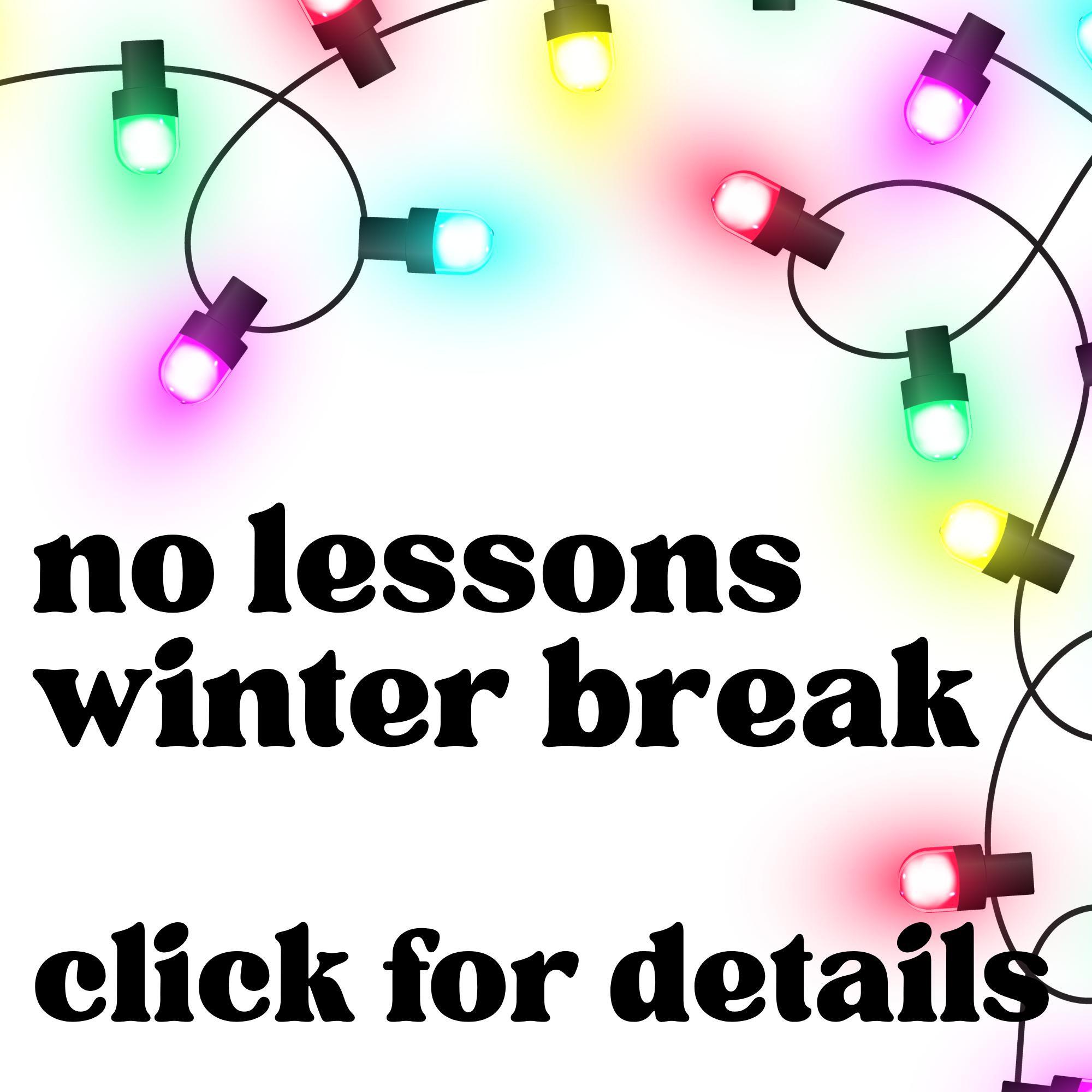 No Lessons - Christmas Eve (make up day was 10/29)