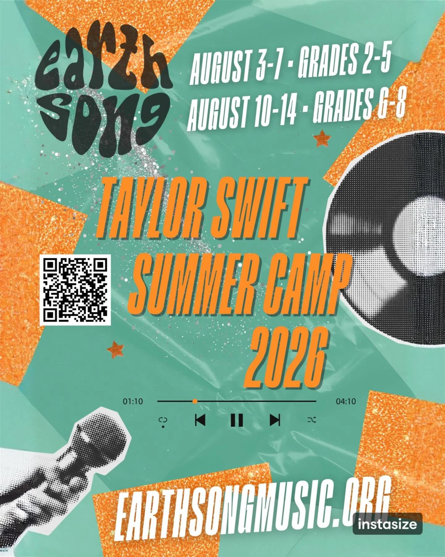 ✨ Taylor Swift Summer Camp is BACK at Earth Song! ✨ 

🪩 This summer, take a deep dive into every era with our lovely teachers Miss Carissa &amp; Miss Lily! 

🎶 Small group setting - each session is limited to 8 campers!

🫶 mention this post at reg